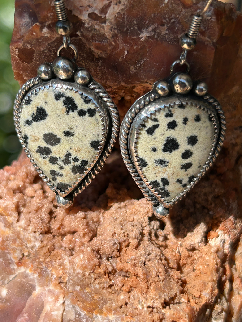 Dalmatian Jasper and Sterling Silver Earrings