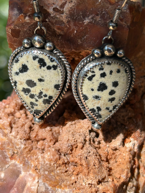 Dalmatian Jasper and Sterling Silver Earrings