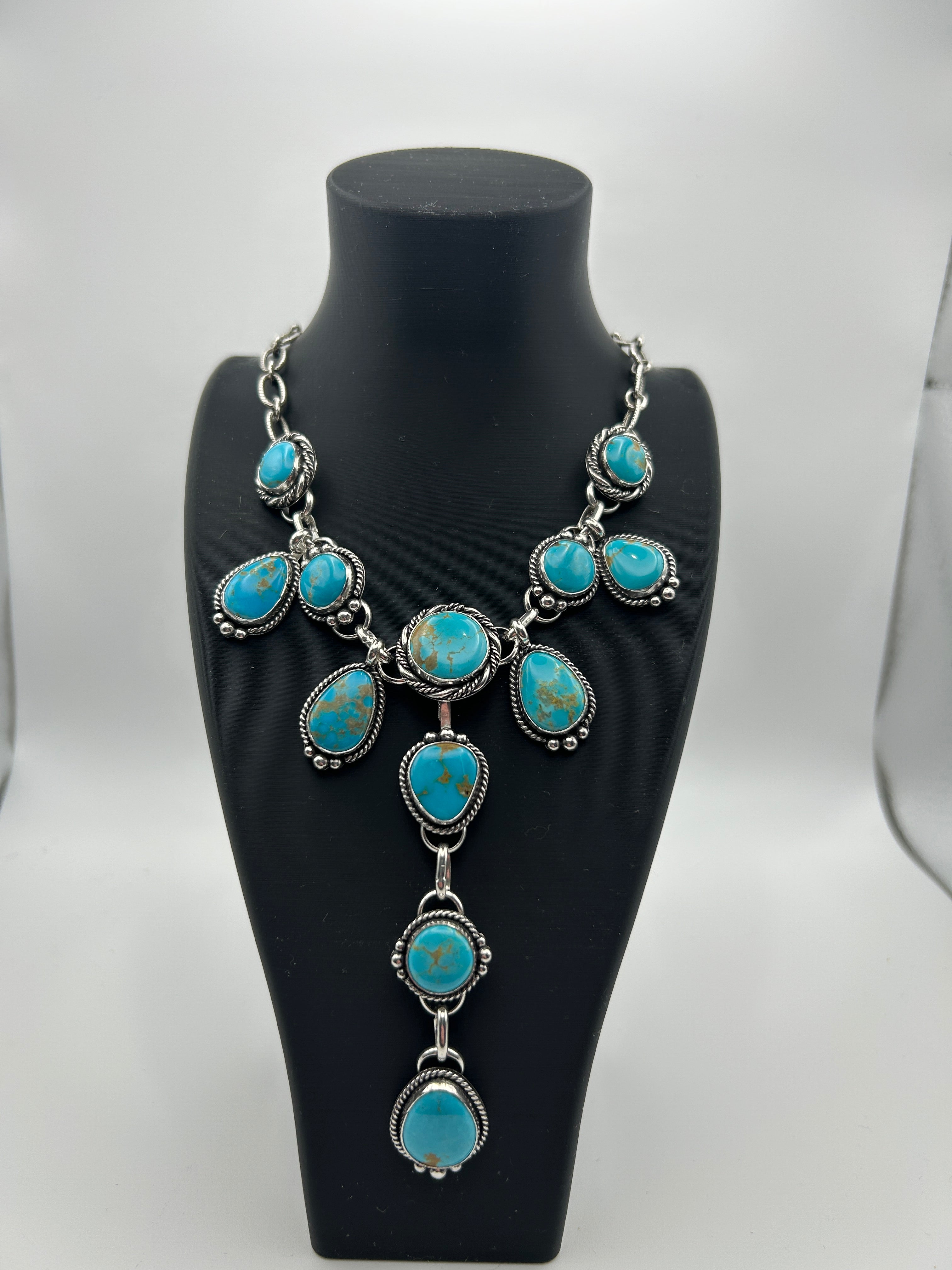Turquoise and Sterling Silver 5 in 1 Choker Charm Lariat Necklace