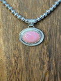 Pink Conch and Sterling Silver Oval Pendant