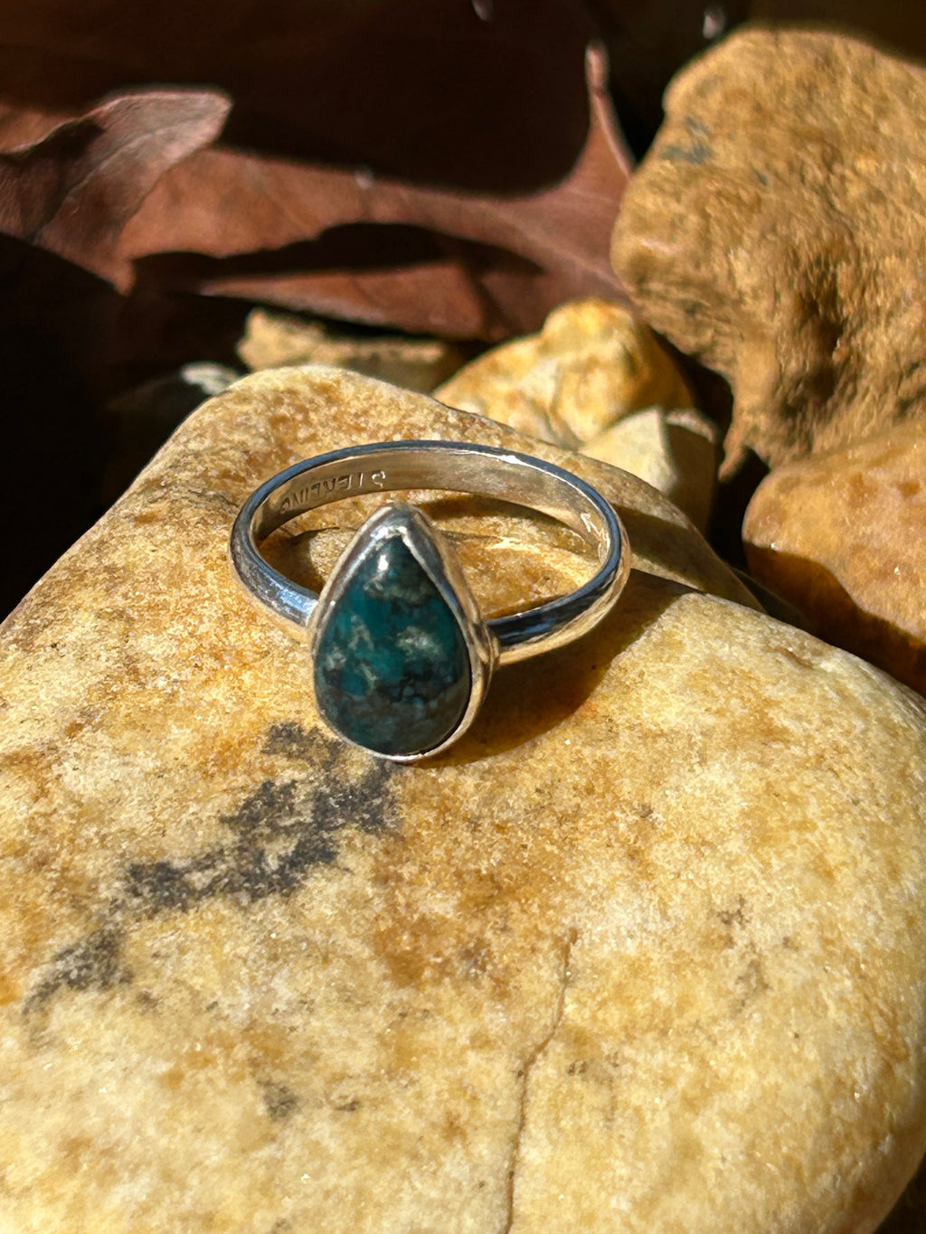 Teal Turquoise Sterling Silver Ring, Size 6