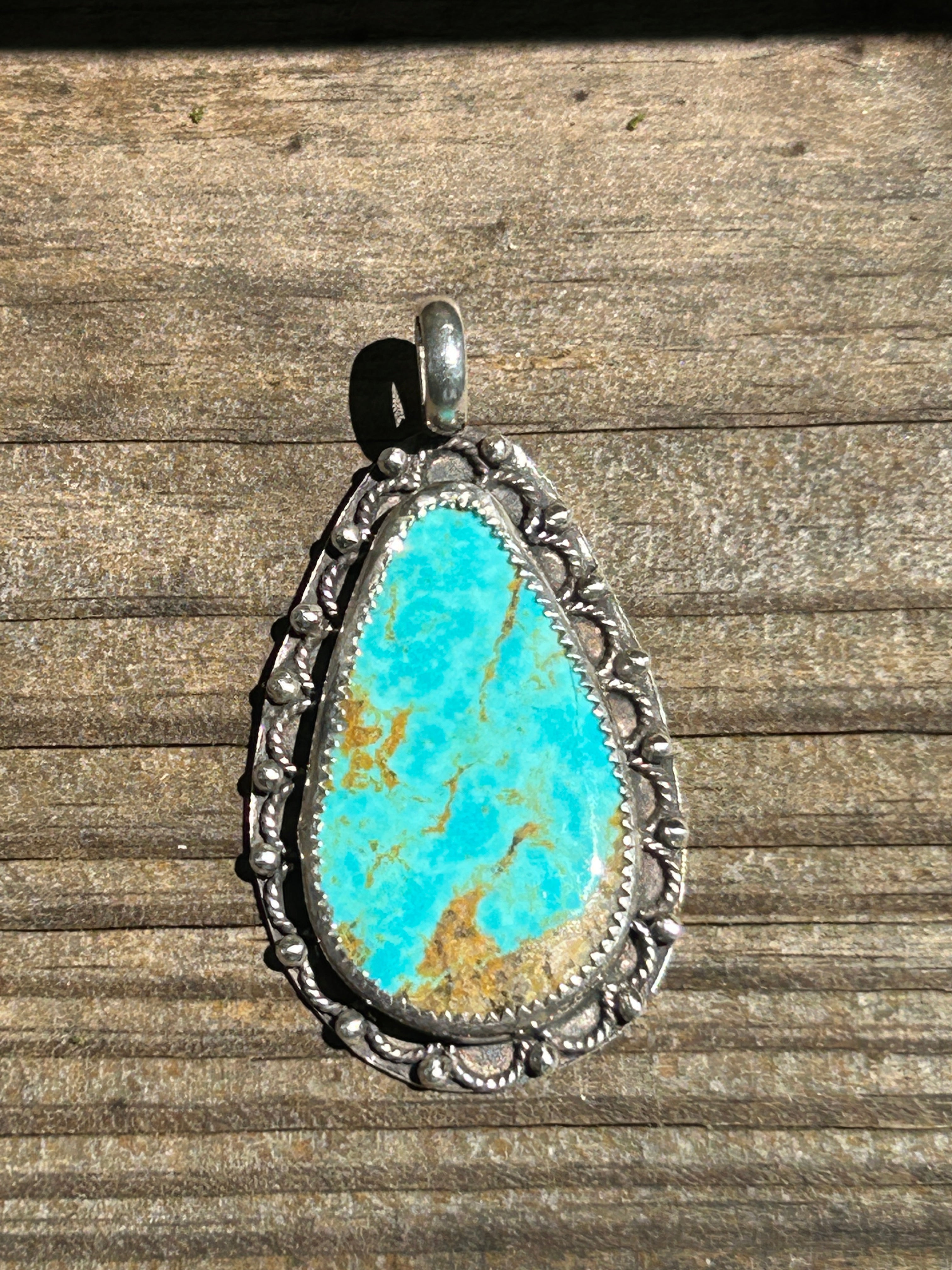 Large Turquoise and Sterling Silver Pendant
