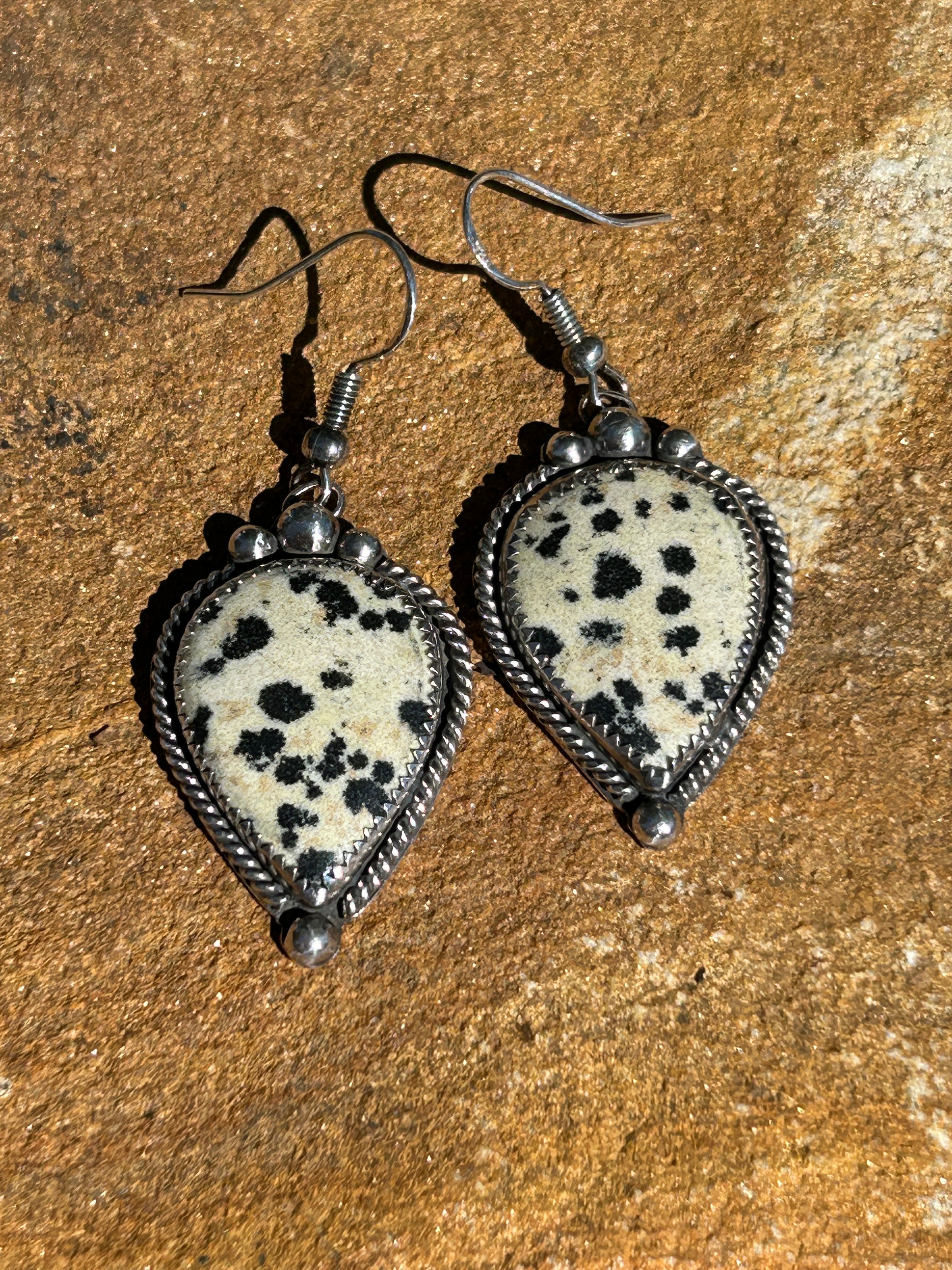 Dalmatian Jasper and Sterling Silver Earrings