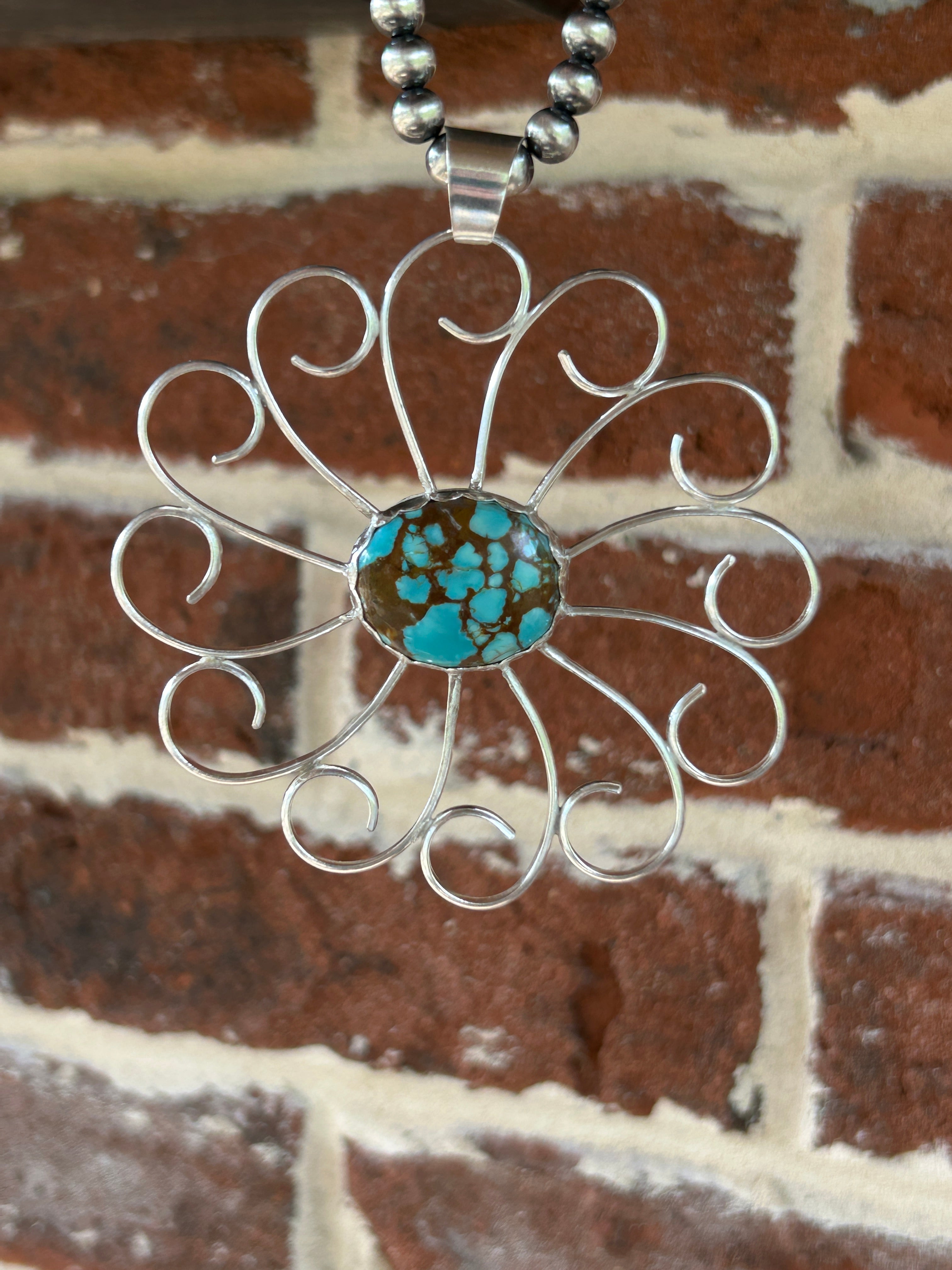 Large Flower Turquoise Pendant