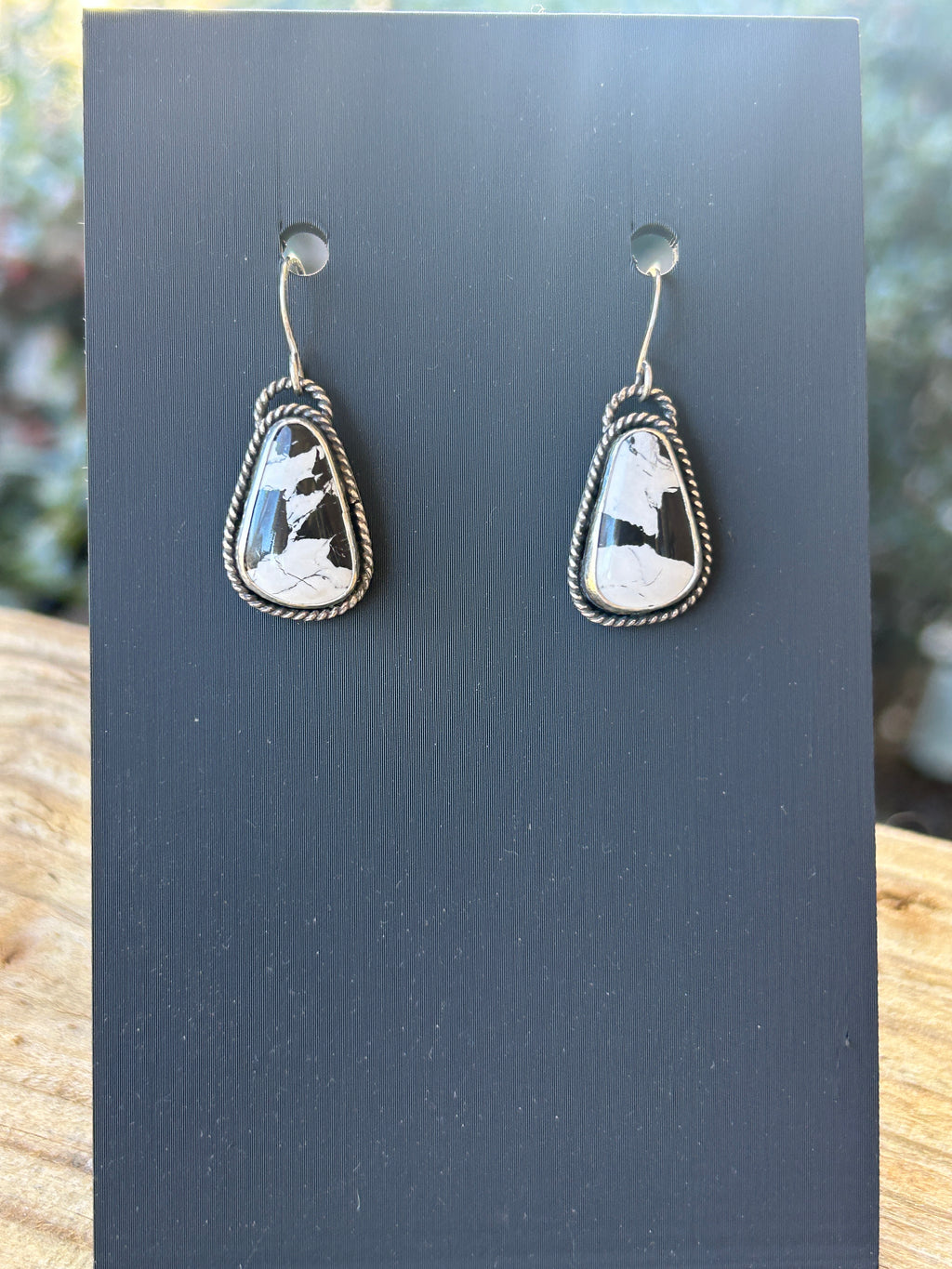 White Buffalo And Sterling Silver Dangle Drop Earrings