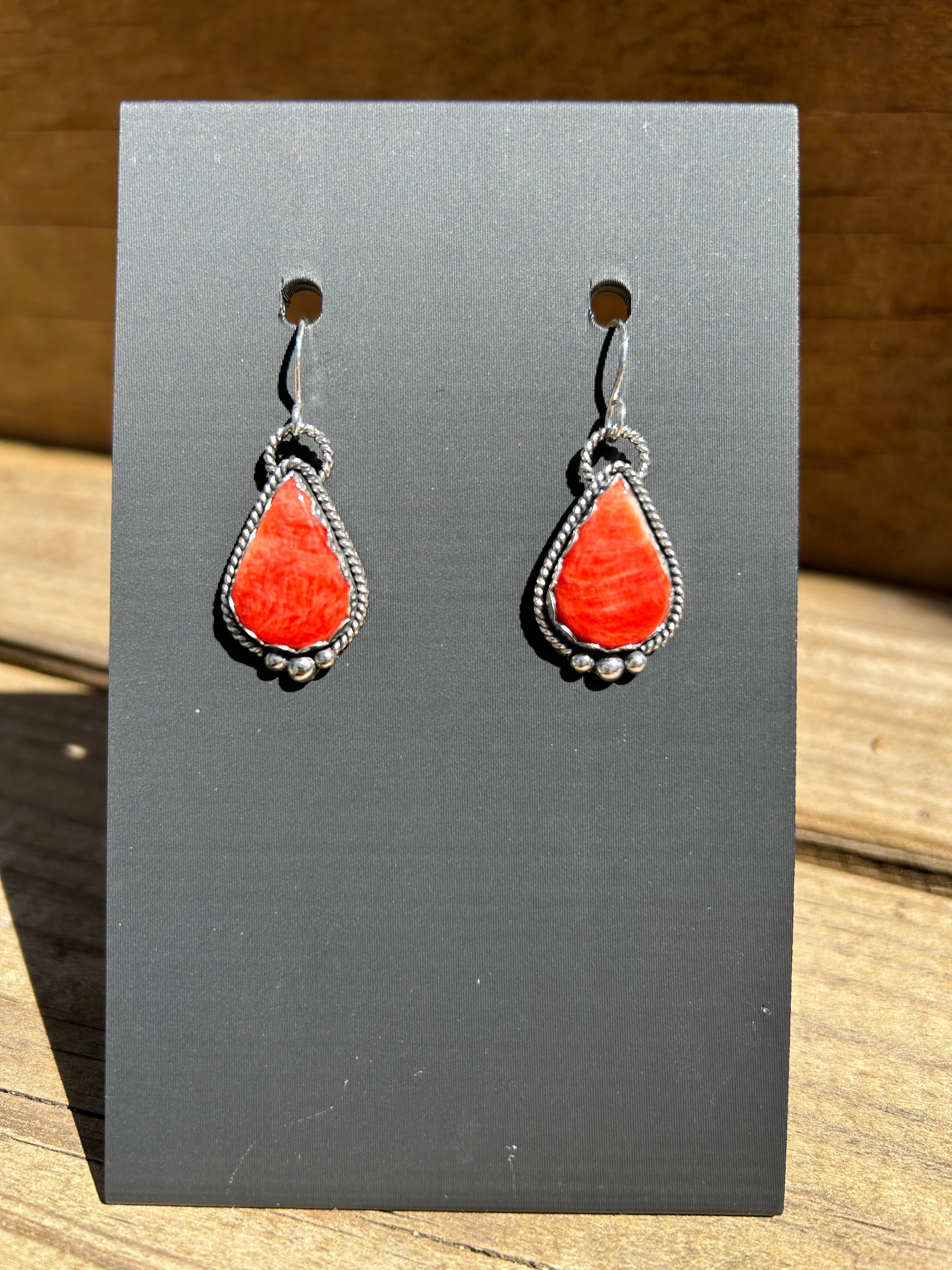 Red spiny Dangle Earrings