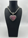 Pink Rhodolite and Sterling Silver Heart Pendant