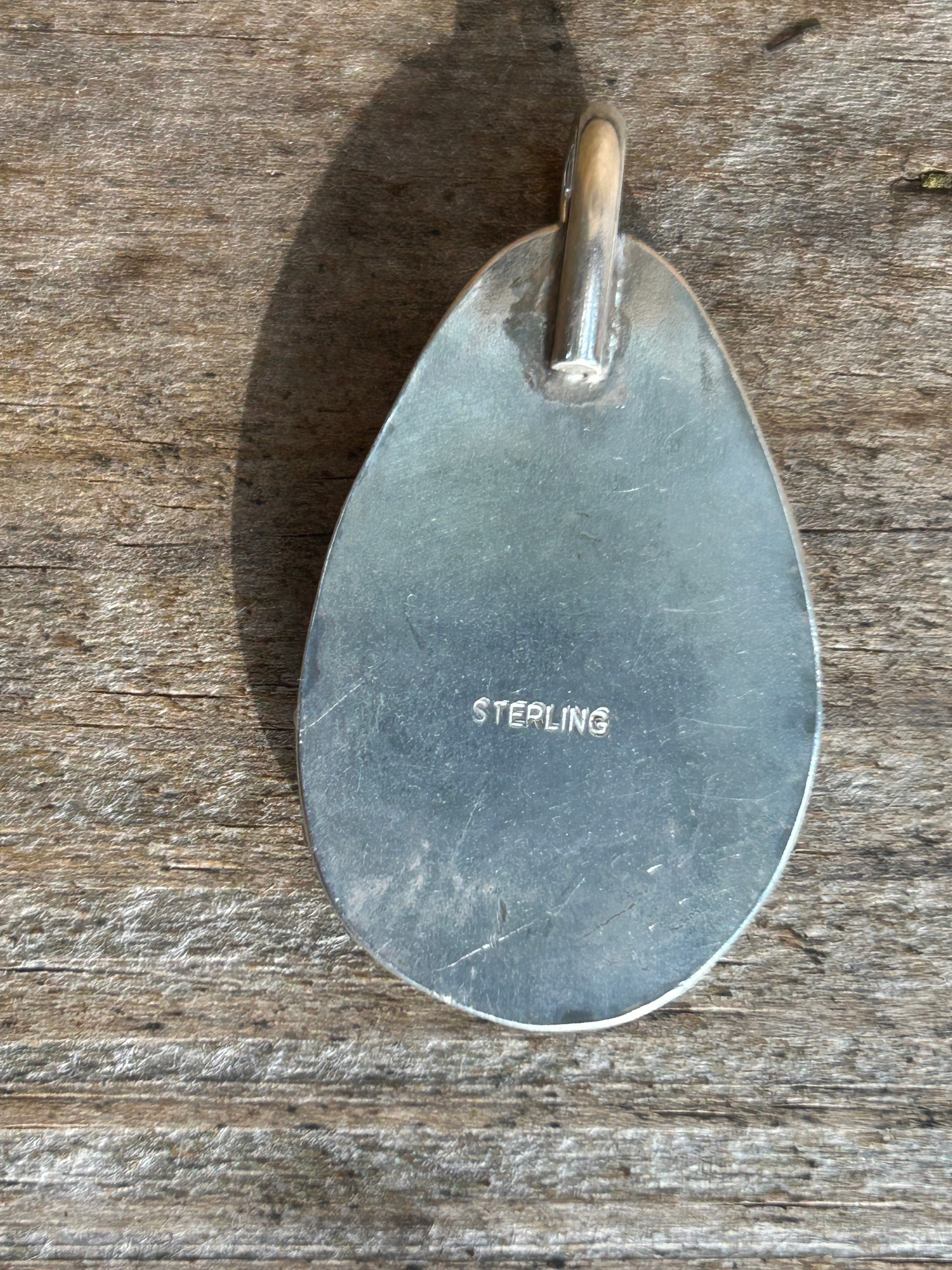 Large Turquoise and Sterling Silver Pendant