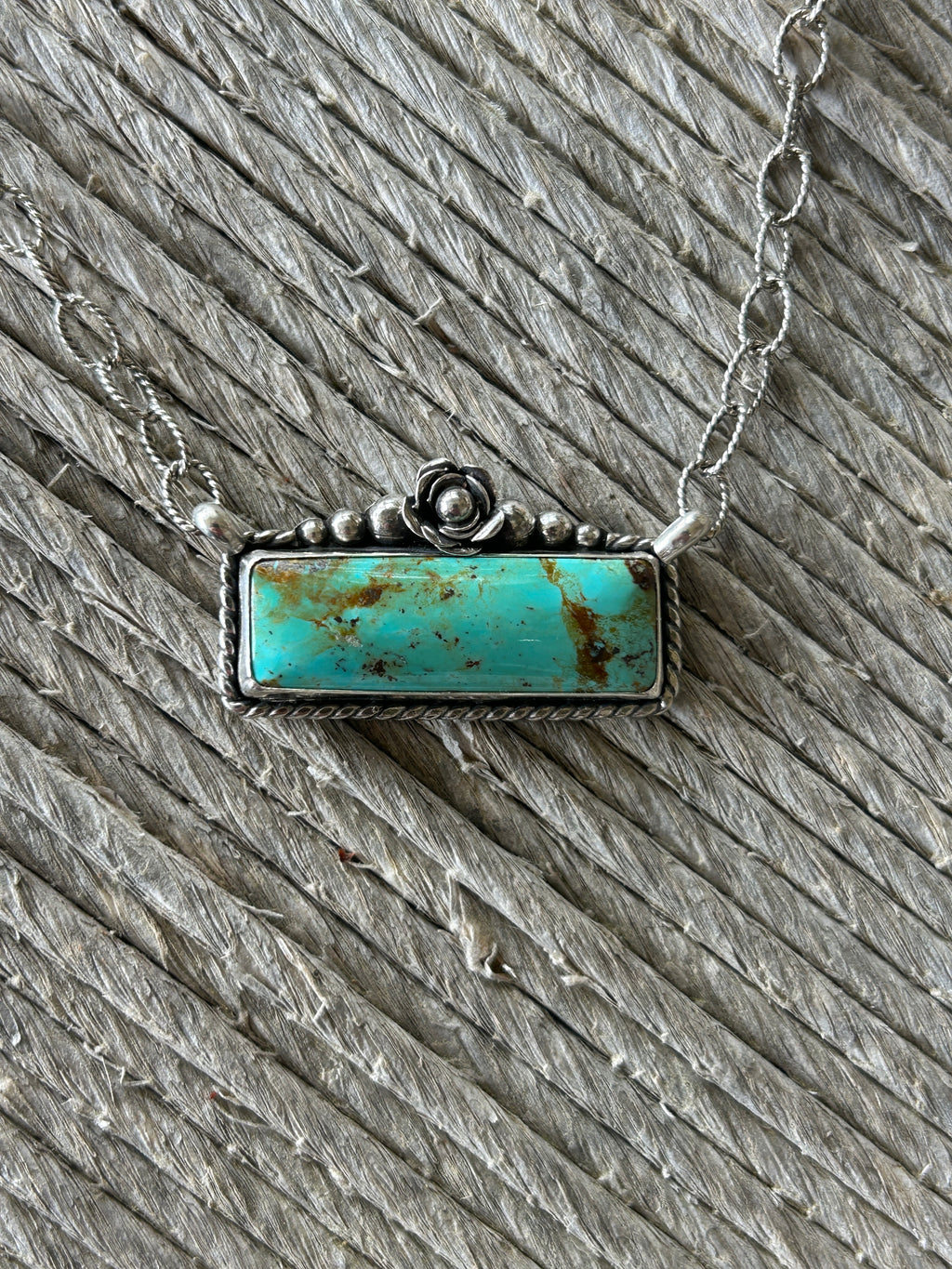 Sonoran Turquoise and Sterling Silver Bar Necklace