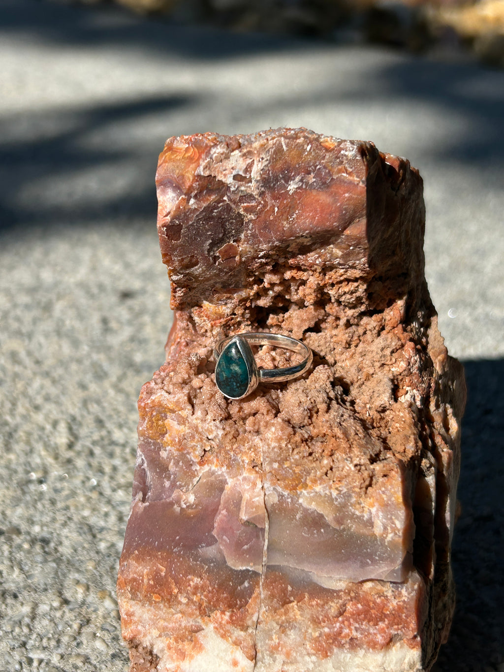 Teal Turquoise Sterling Silver Ring, Size 6