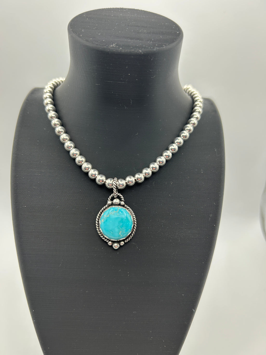Whitewater turquoise and Sterling silver pendant