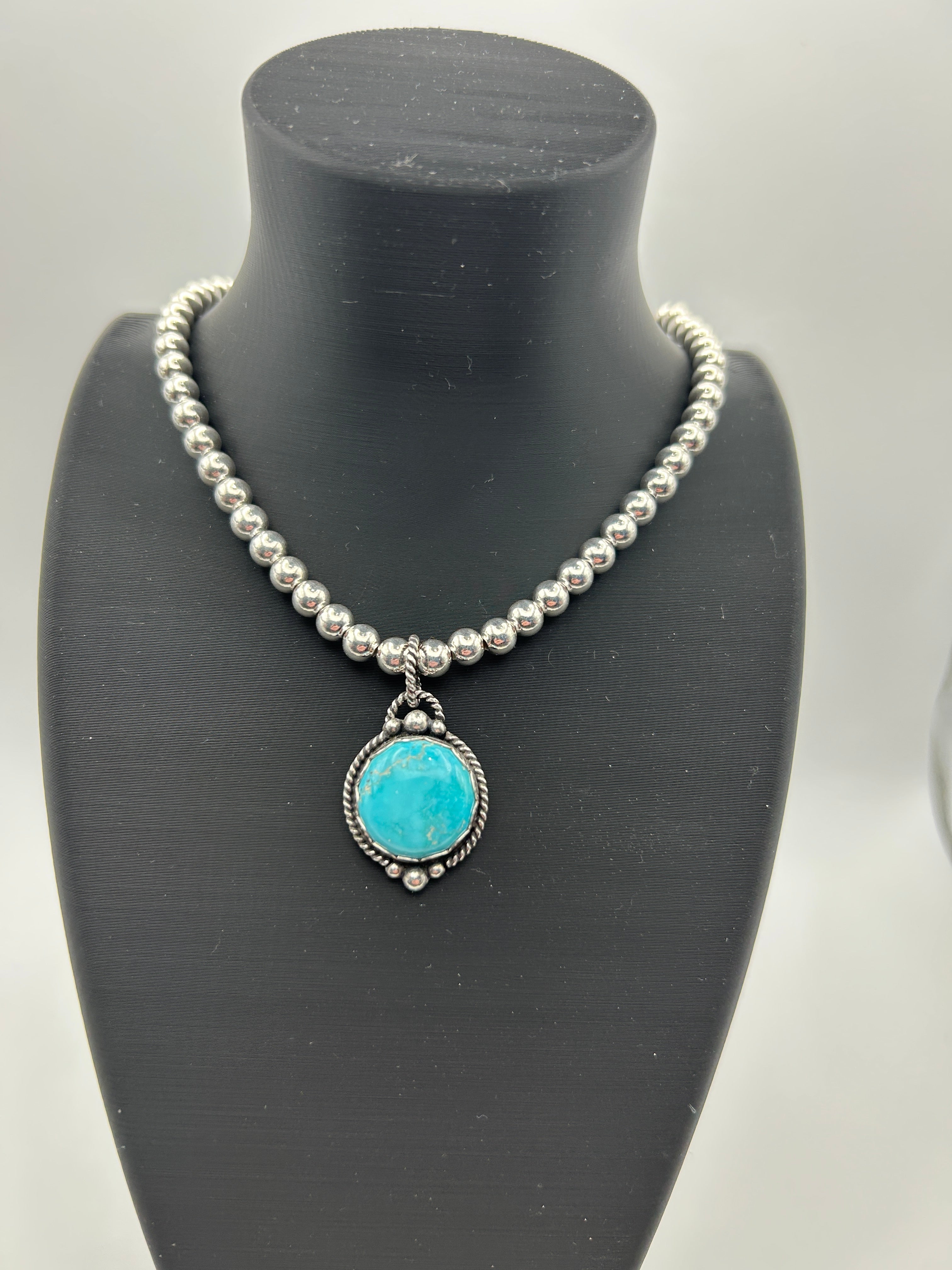 Whitewater turquoise and Sterling silver pendant
