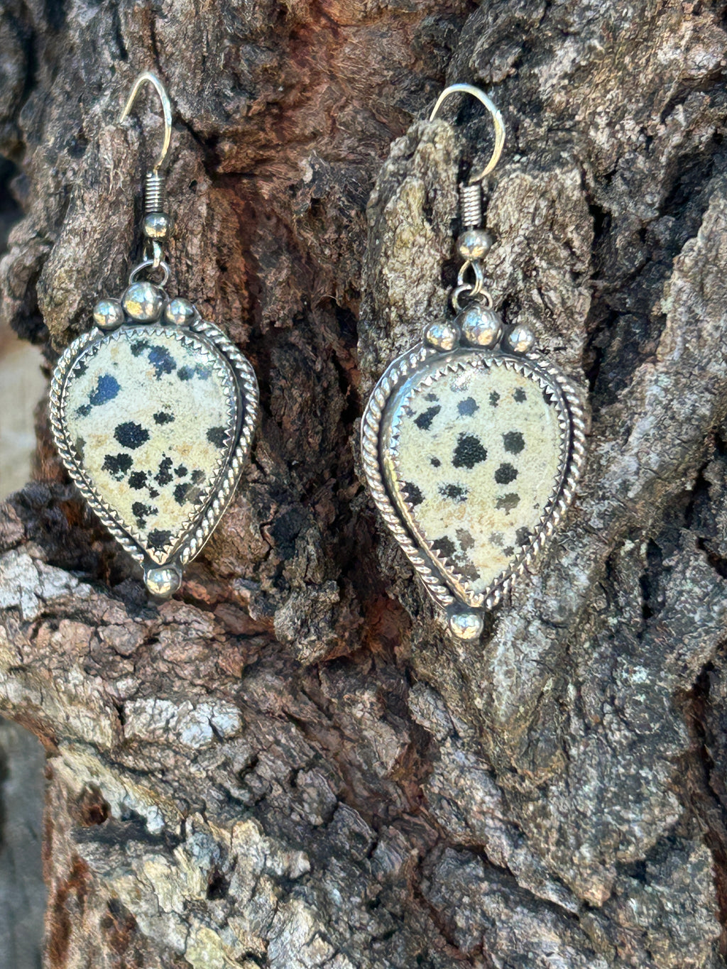 Dalmatian Jasper and Sterling Silver Earrings