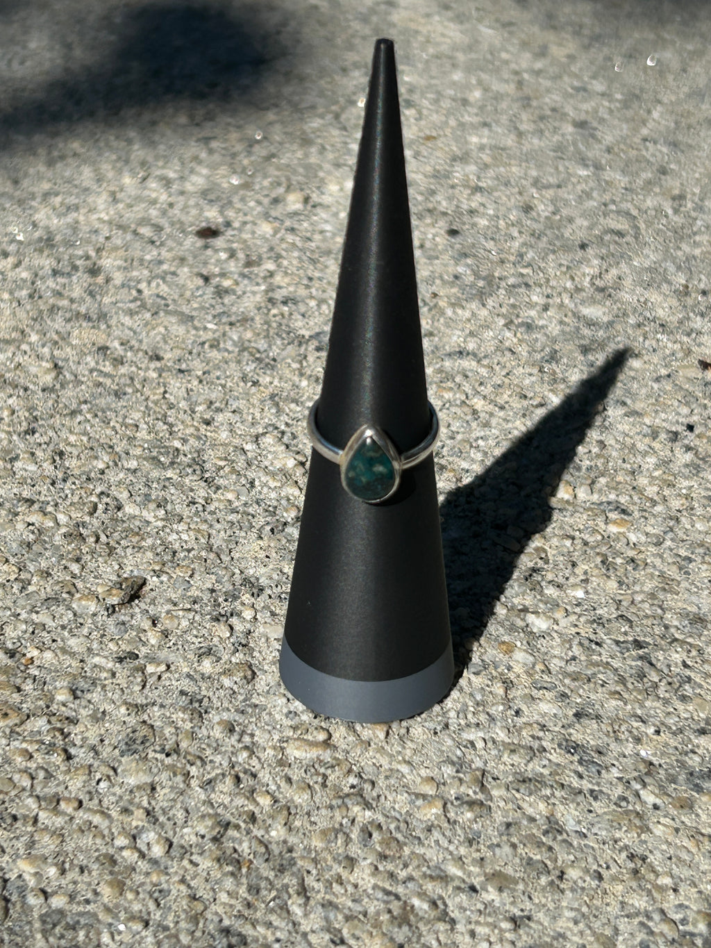 Teal Turquoise Sterling Silver Ring, Size 6
