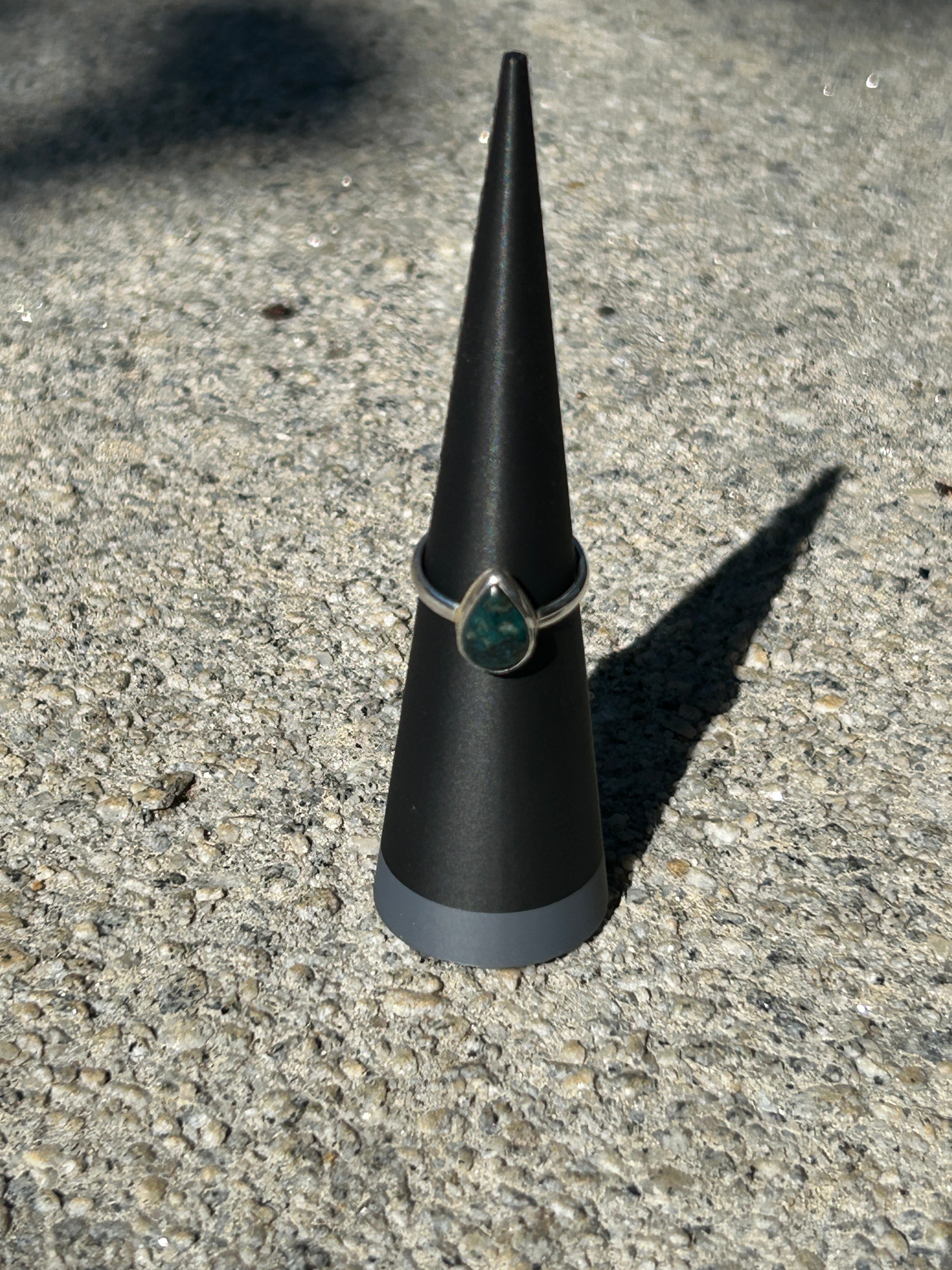 Teal Turquoise Sterling Silver Ring, Size 6