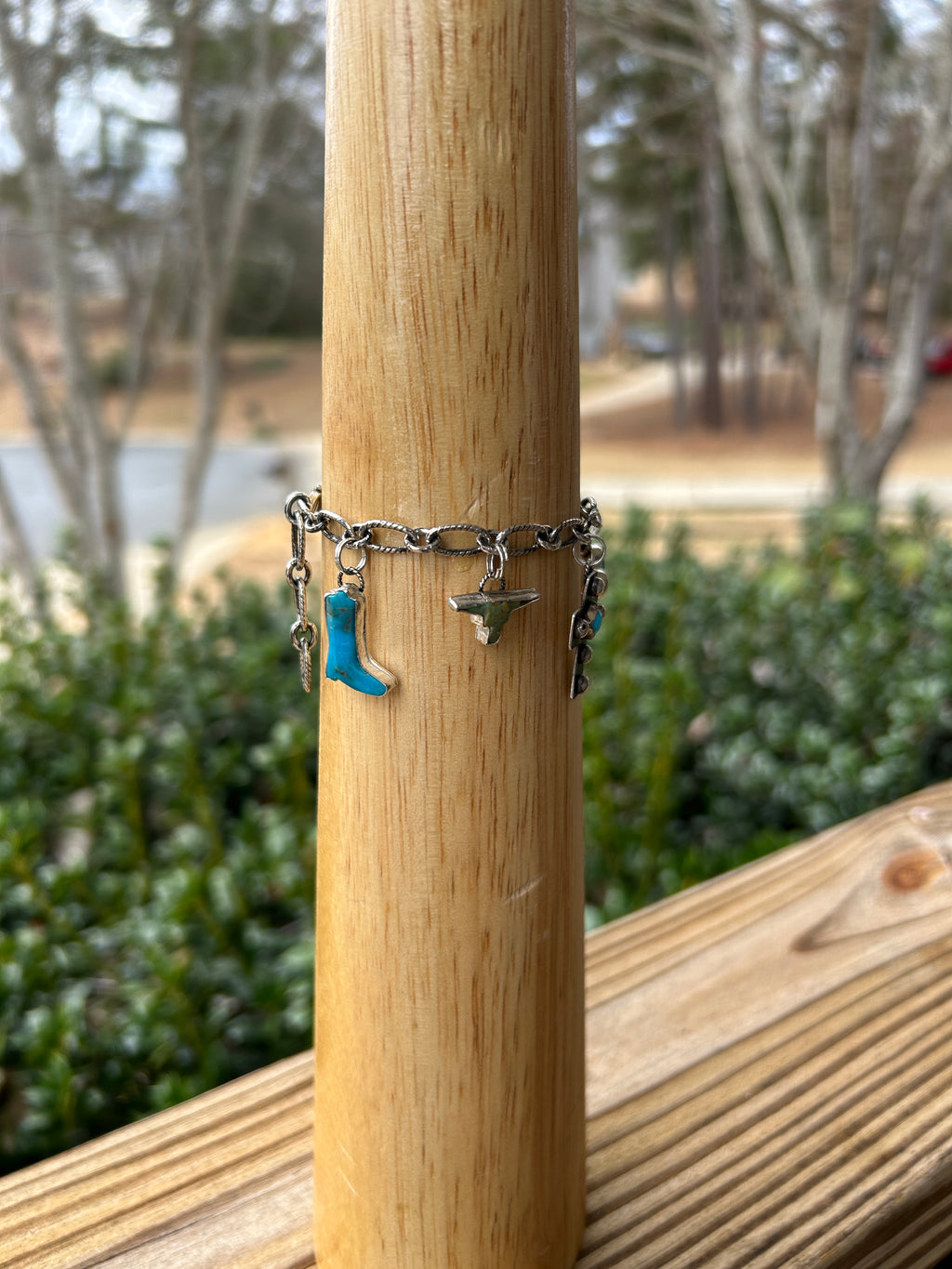 Sterling silver and Turquoise Western Charm Bracelet