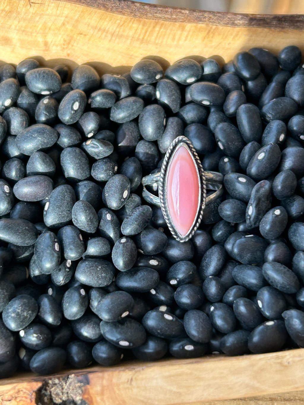 Pink conch and Sterling silver ring size 6.75
