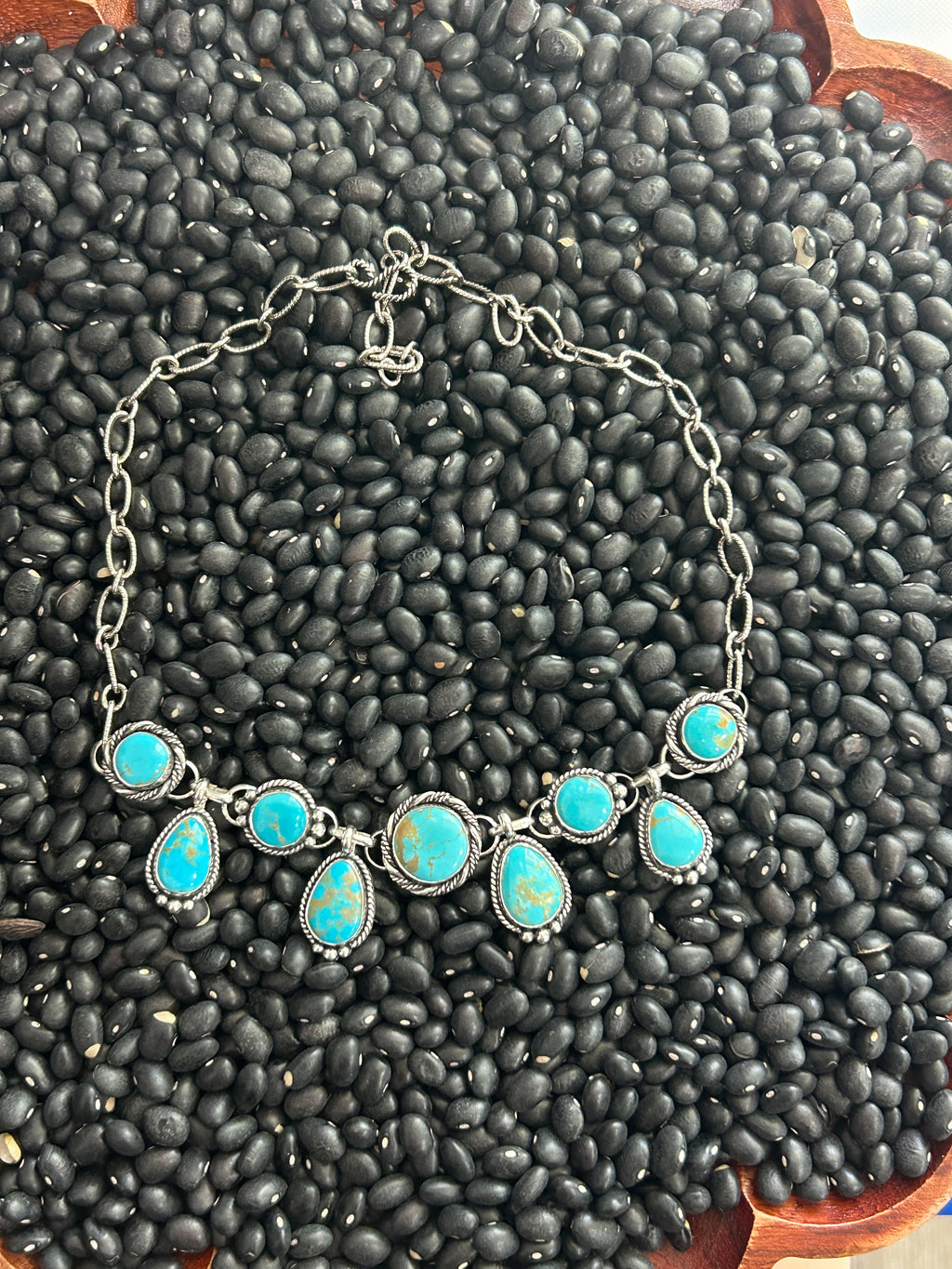Turquoise and Sterling Silver 5 in 1 Choker Charm Lariat Necklace
