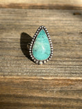 Turquoise Amazonite Sterling Silver Ring, Handmade Beaded Band (Size 8)