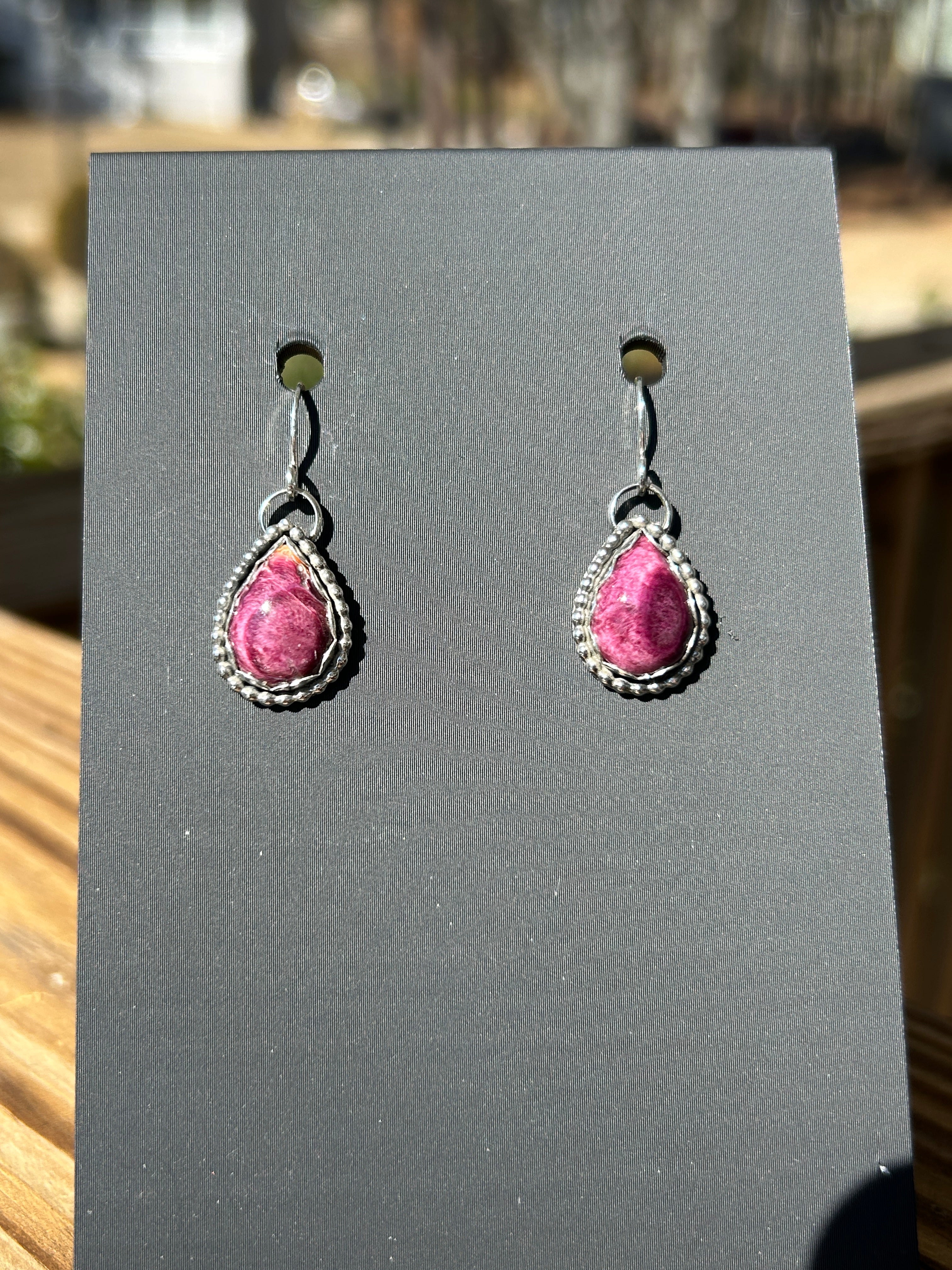 Purple spiny Sterling Silver Dangle Earrings