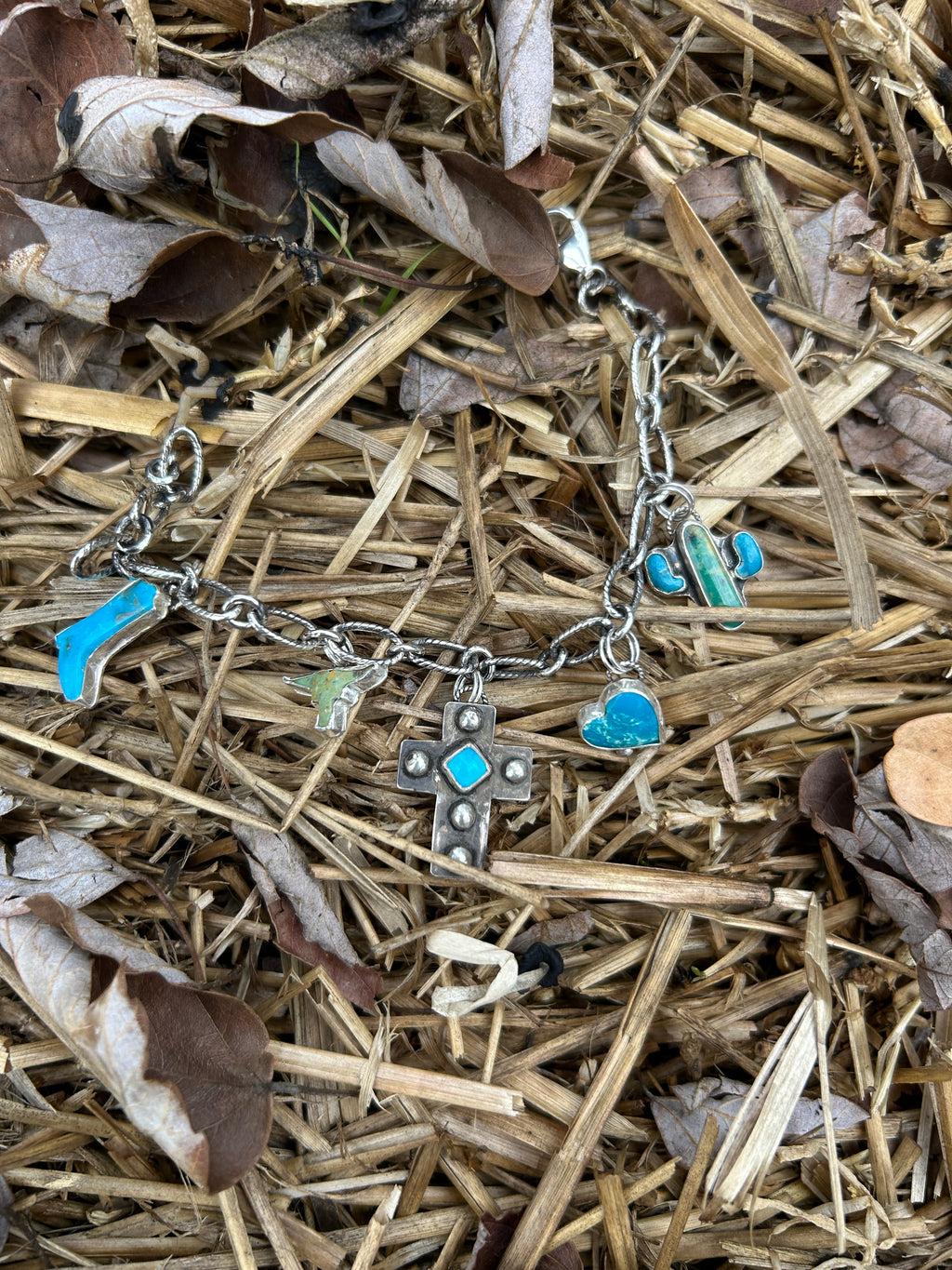 Sterling silver and Turquoise Western Charm Bracelet