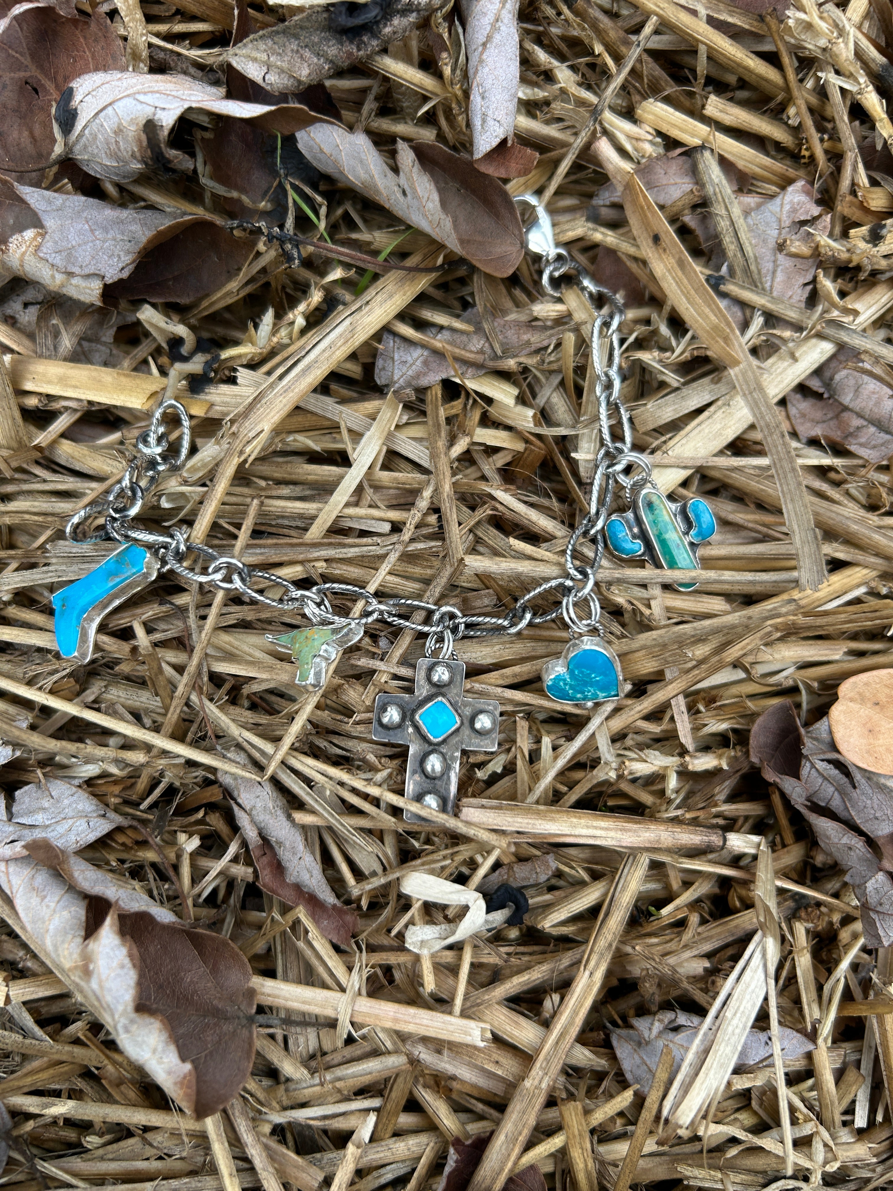 Sterling silver and Turquoise Western Charm Bracelet