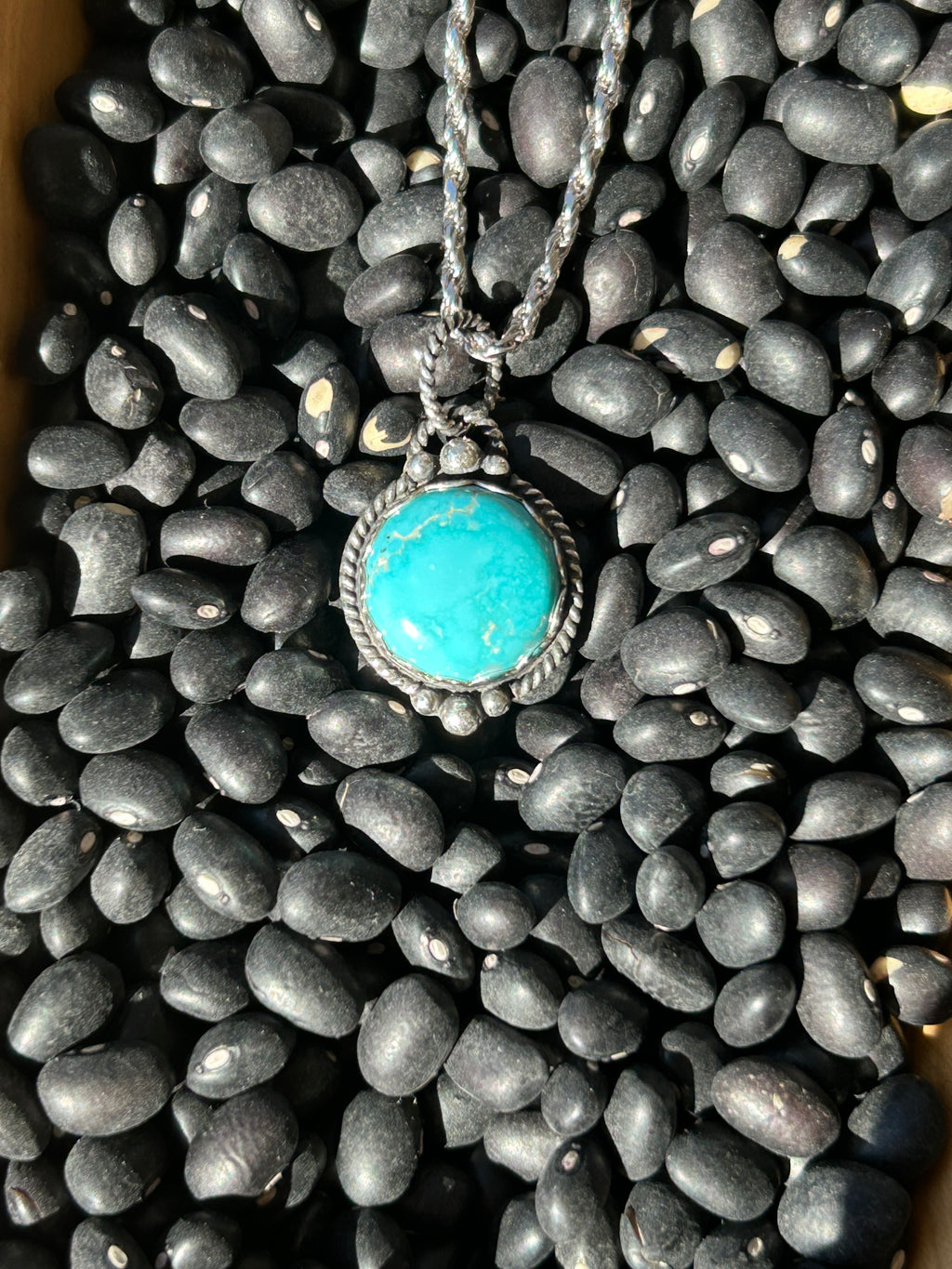 Whitewater turquoise and Sterling silver pendant