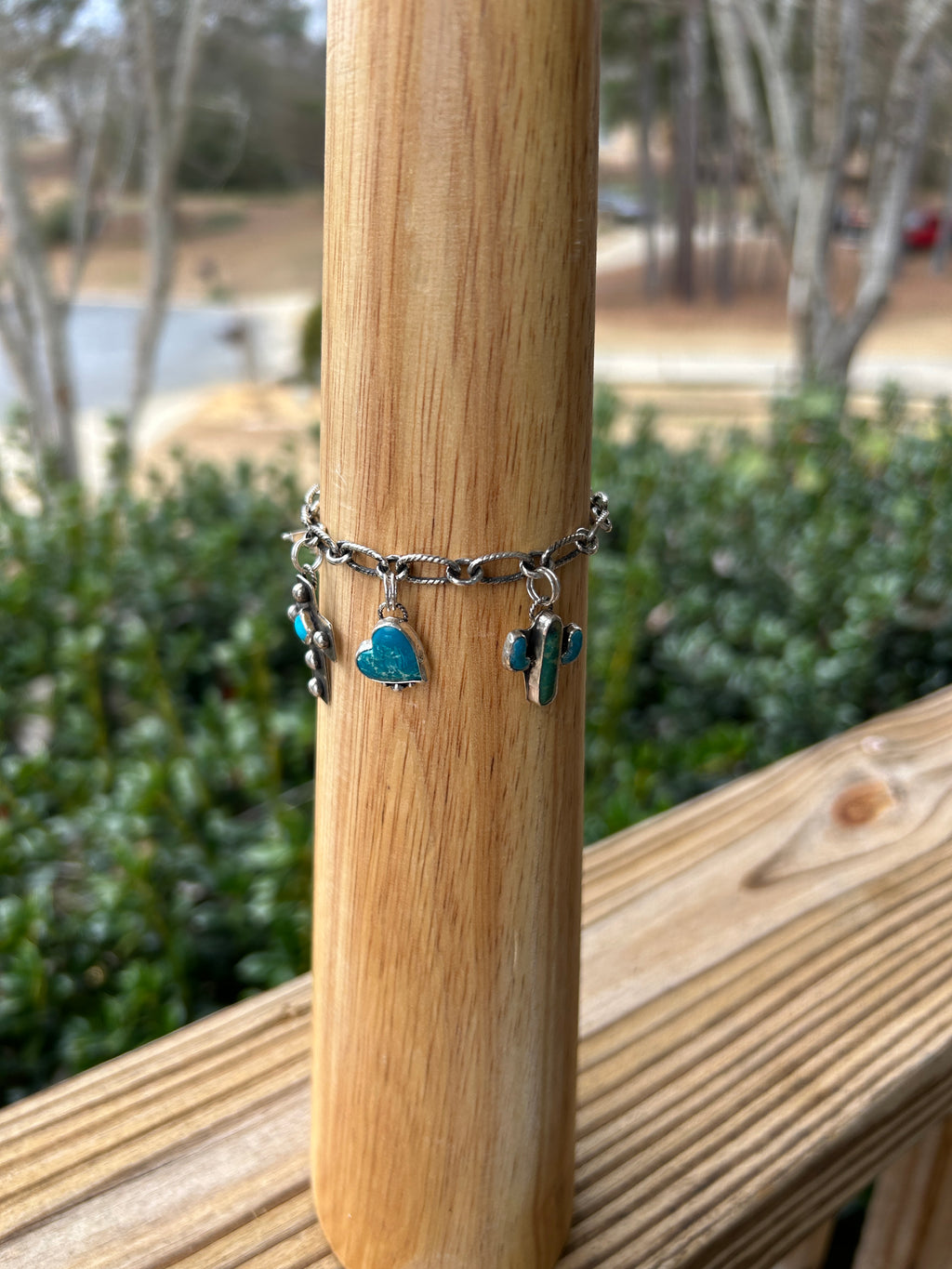 Sterling silver and Turquoise Western Charm Bracelet