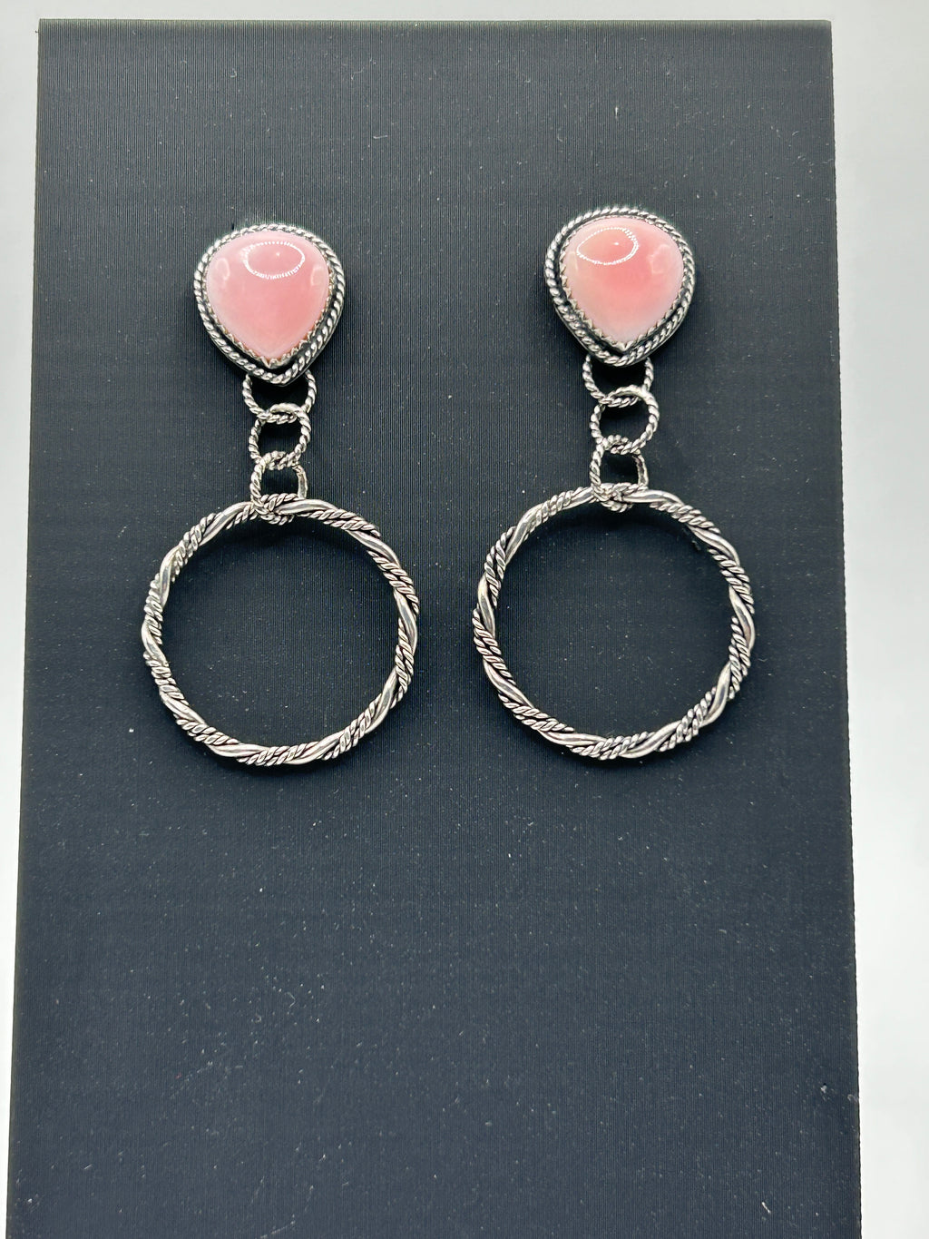 Pink Conch Dangle Hoop Earrings