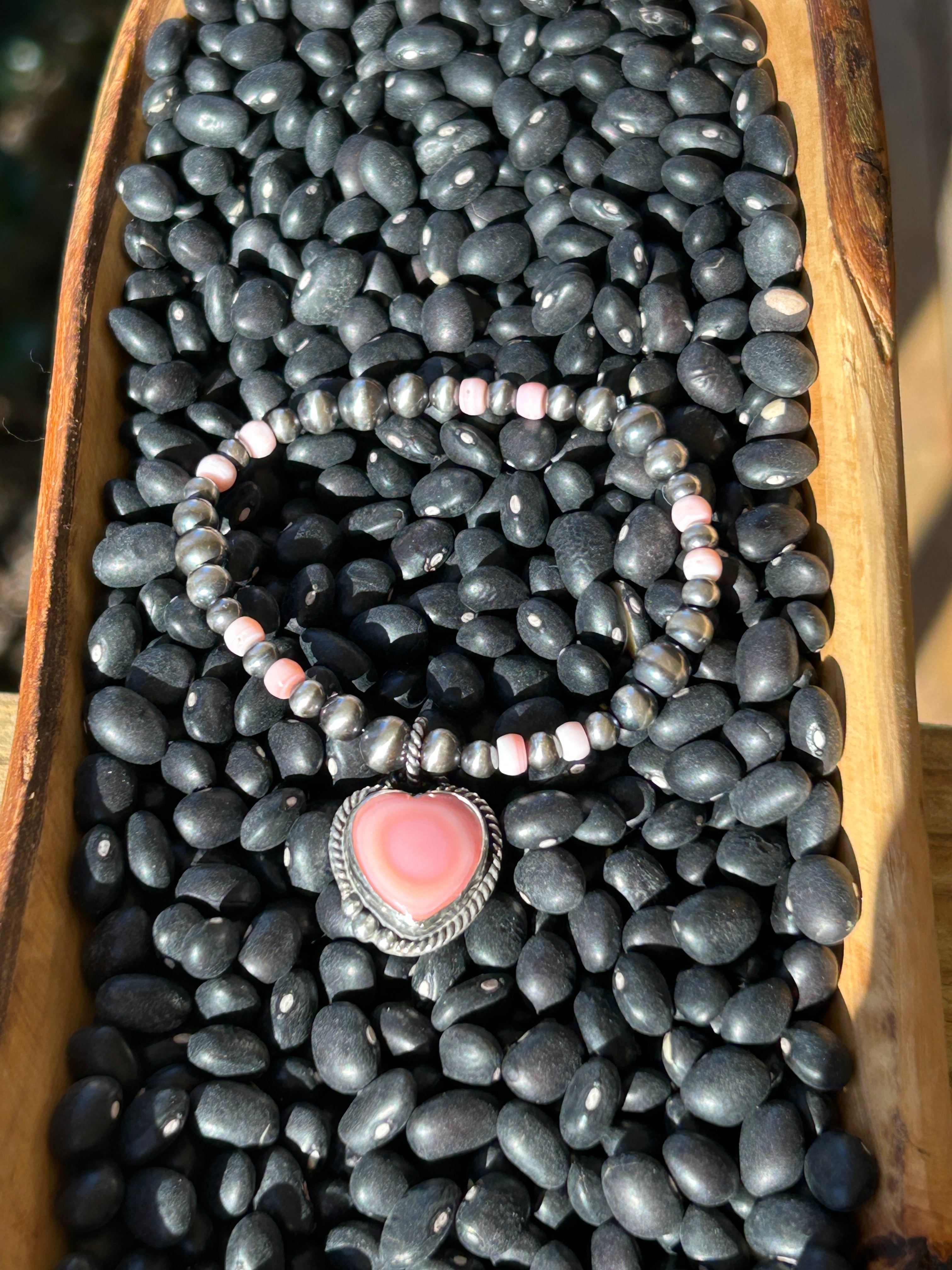 Pink Conch and Sterling Silver Pearl Charm Bracelet