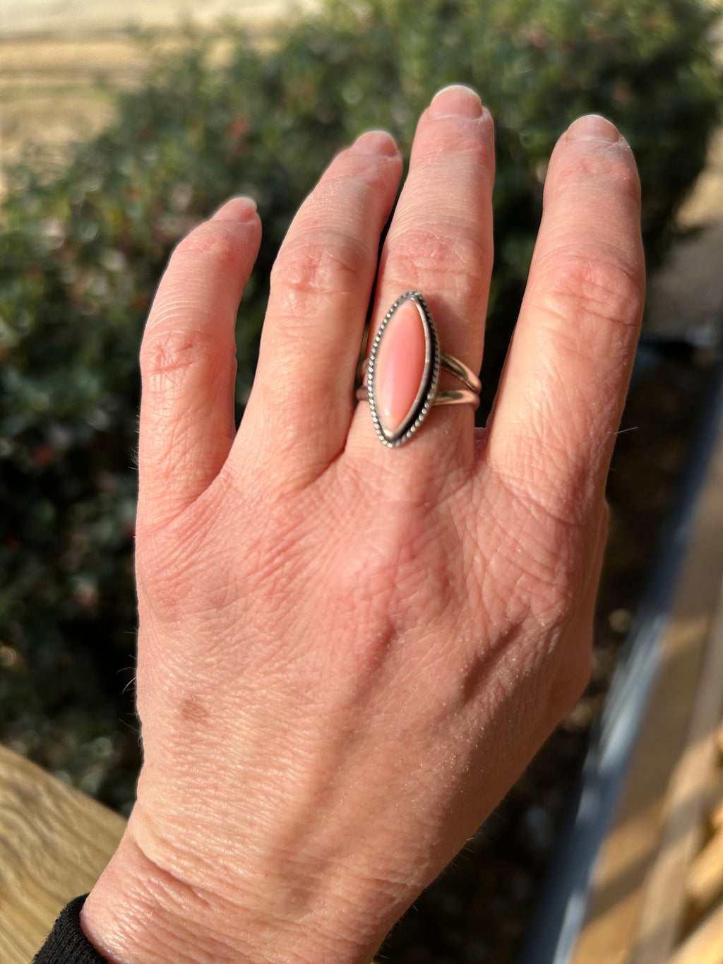 Pink conch and Sterling silver ring size 6.75