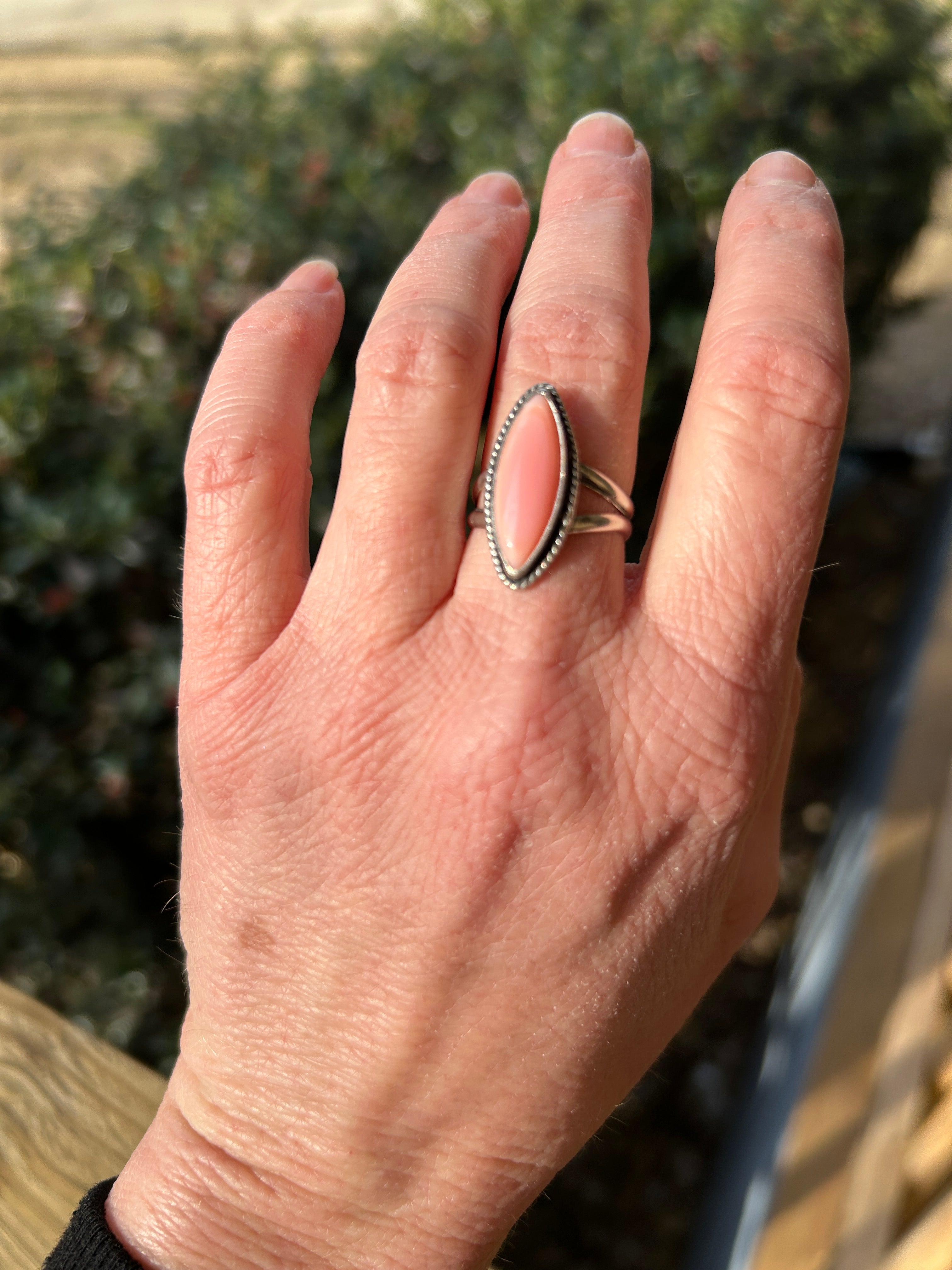 Pink conch and Sterling silver ring size 6.75