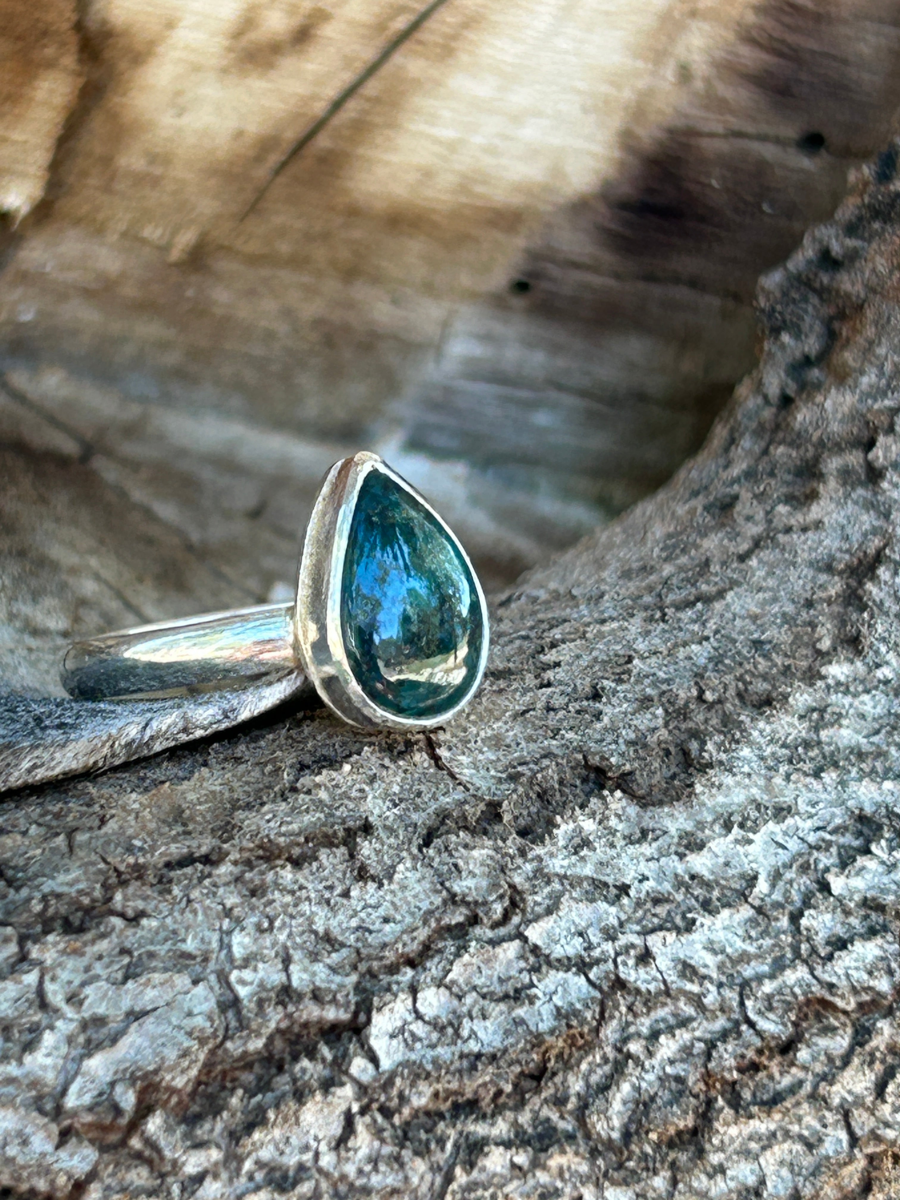 Teal Turquoise Sterling Silver Ring, Size 6