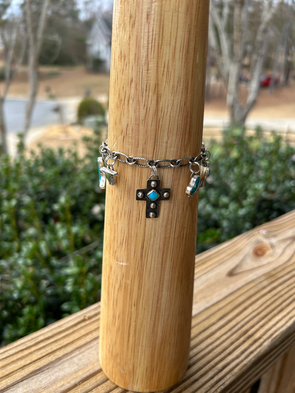 Sterling silver and Turquoise Western Charm Bracelet