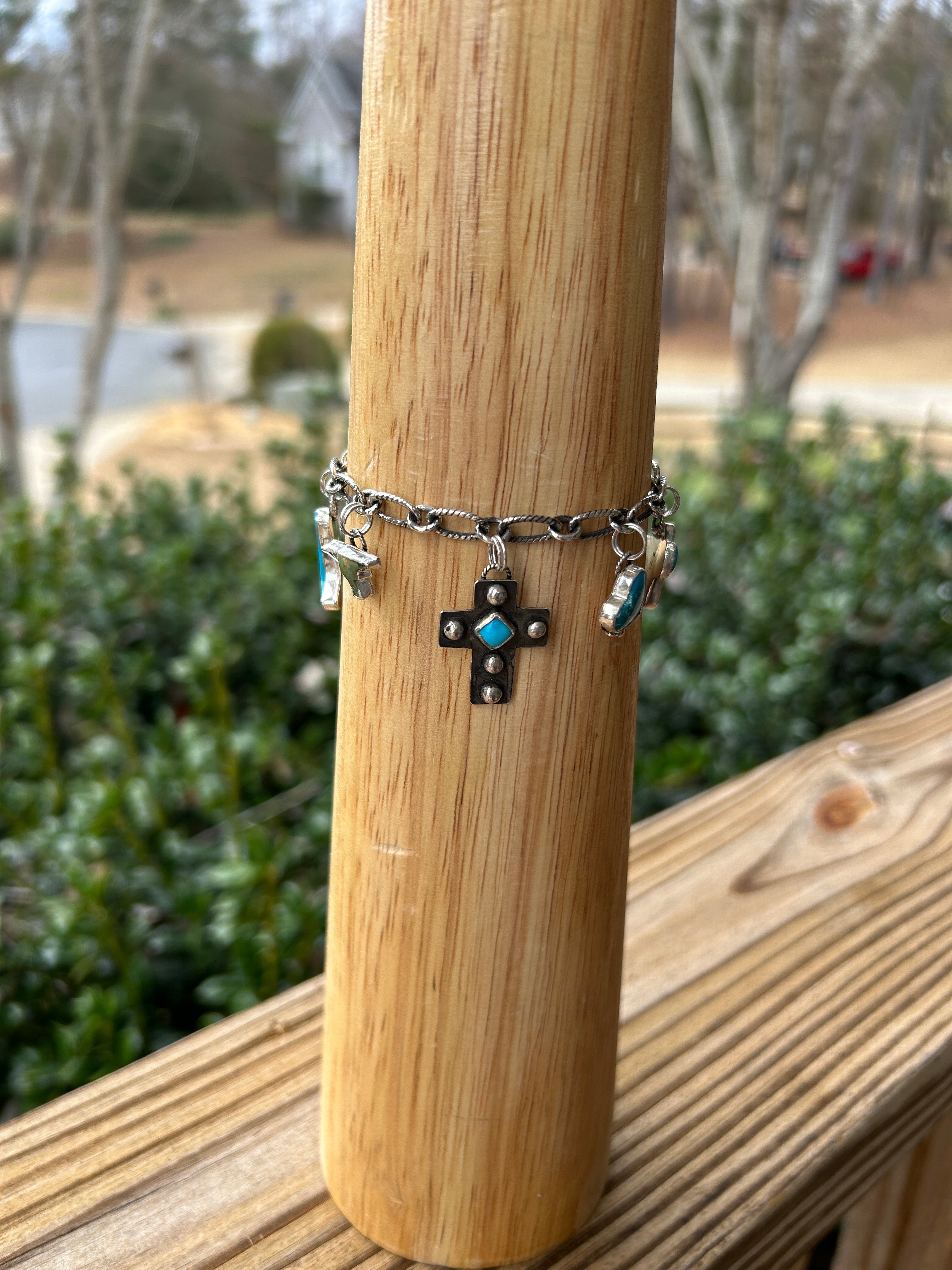 Sterling silver and Turquoise Western Charm Bracelet