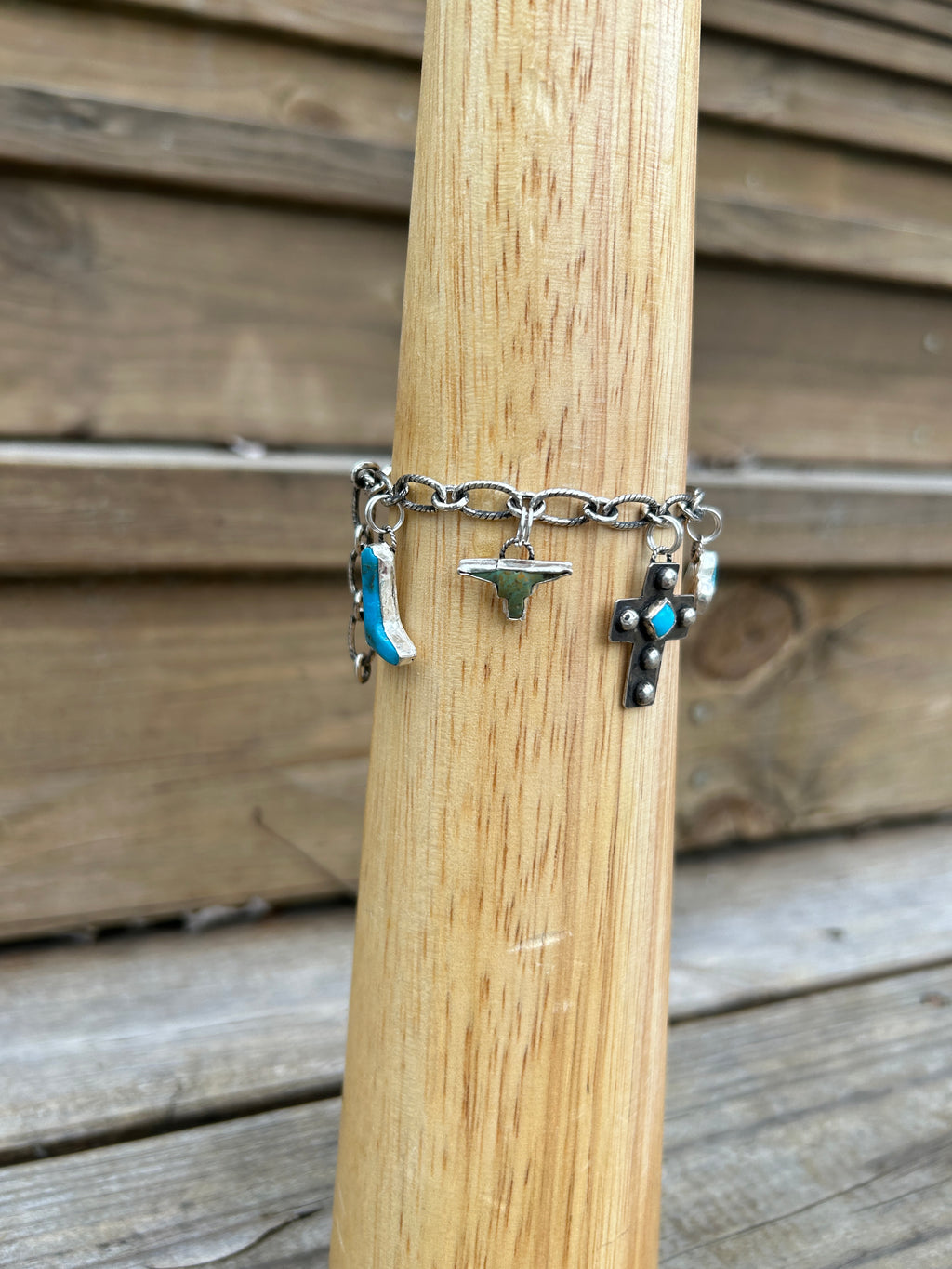 Sterling silver and Turquoise Western Charm Bracelet