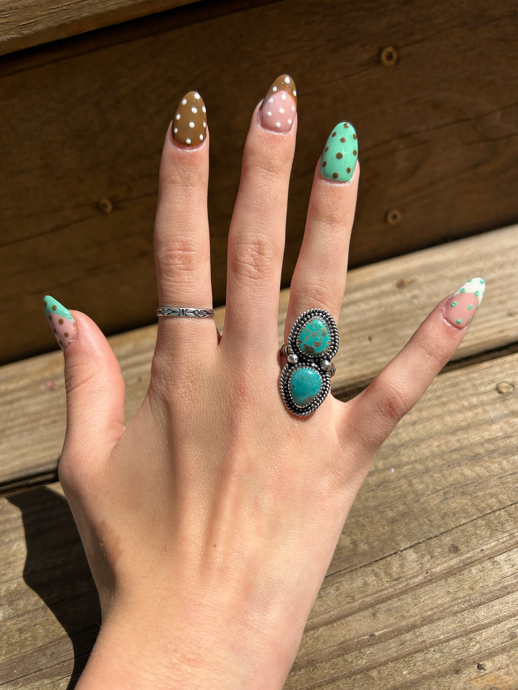 Beautiful Sonoran Turquoise and Sterling Silver adjustable ring