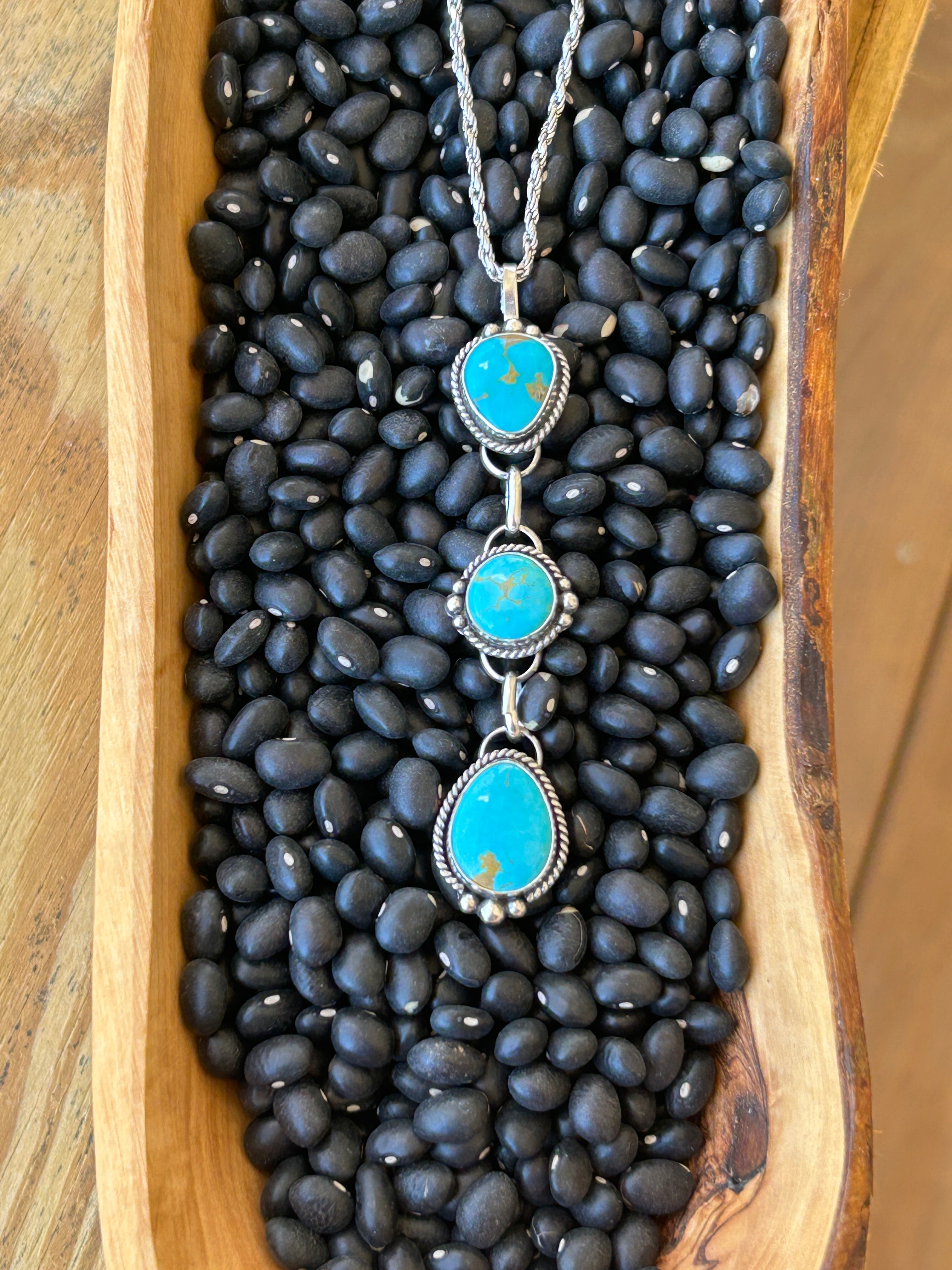 Turquoise and Sterling Silver 5 in 1 Choker Charm Lariat Necklace