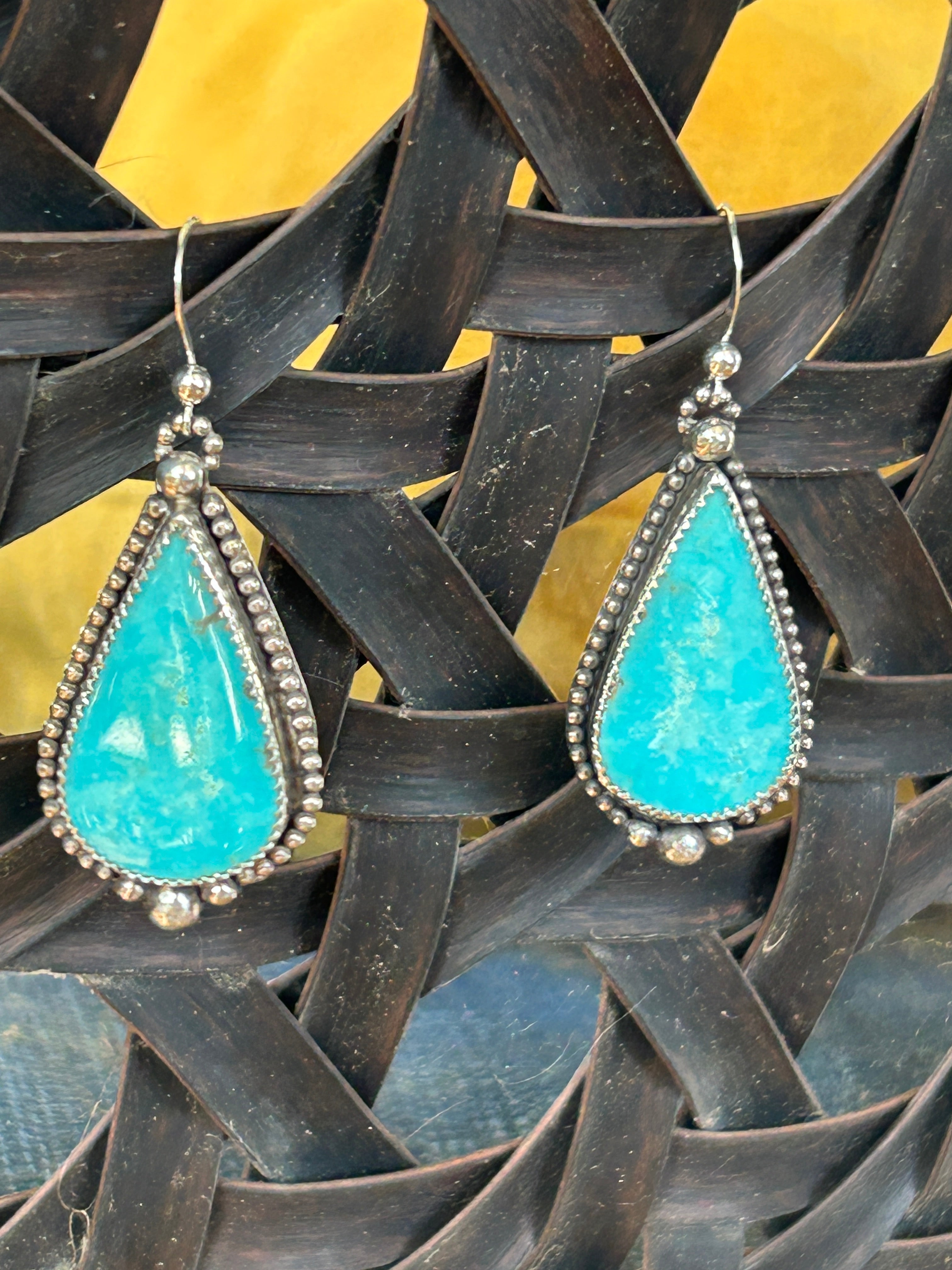 Turquoise and Sterling Silver Dangle drop earrings