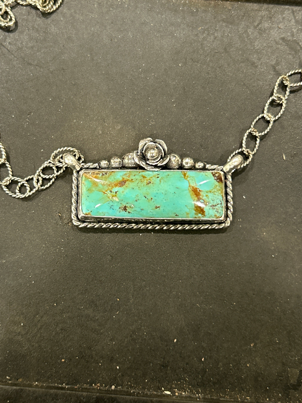Sonoran Turquoise and Sterling Silver Bar Necklace