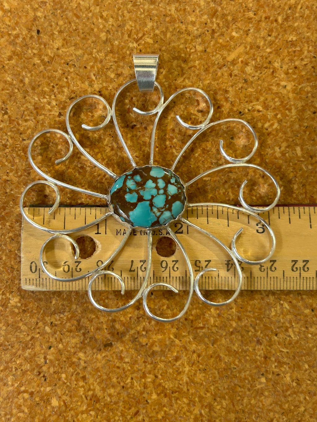 Large Flower Turquoise Pendant