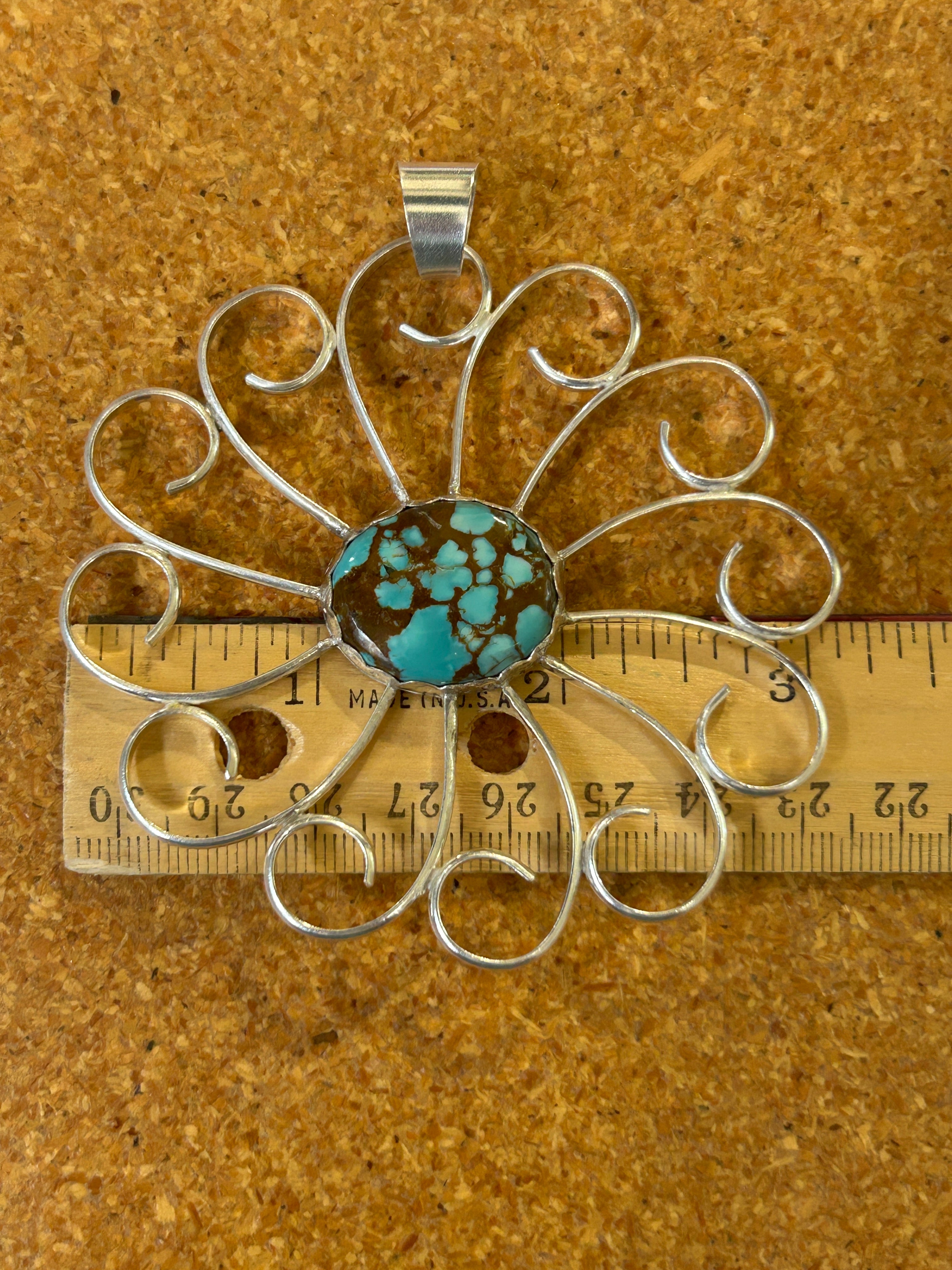 Large Flower Turquoise Pendant