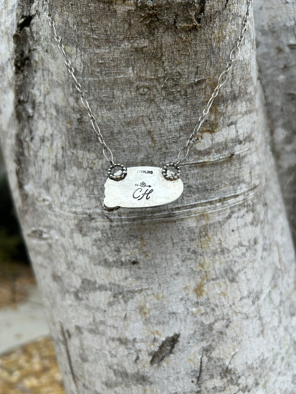 White dendritic opal sterling silver necklace