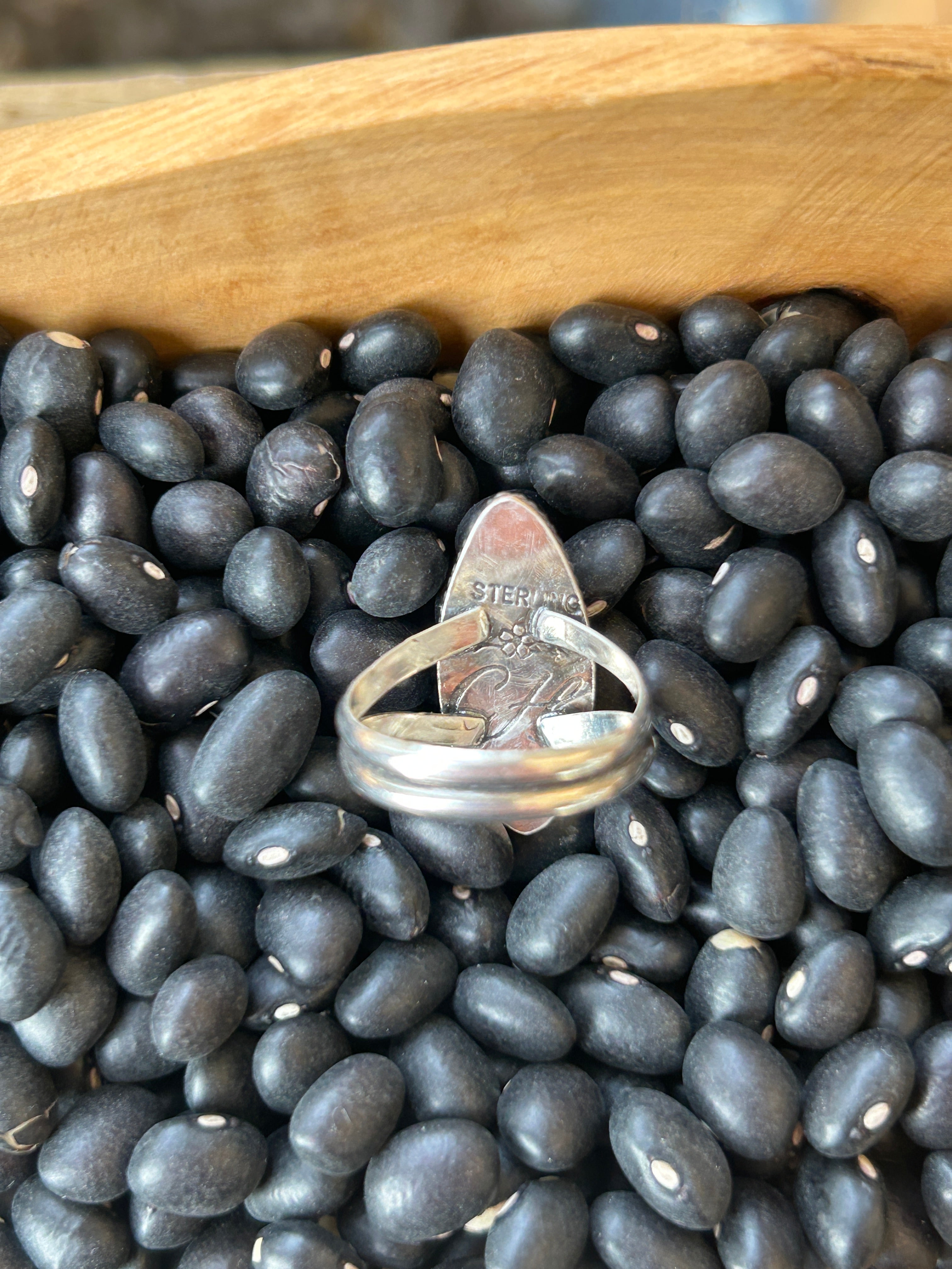 Pink conch and Sterling silver ring size 6.75