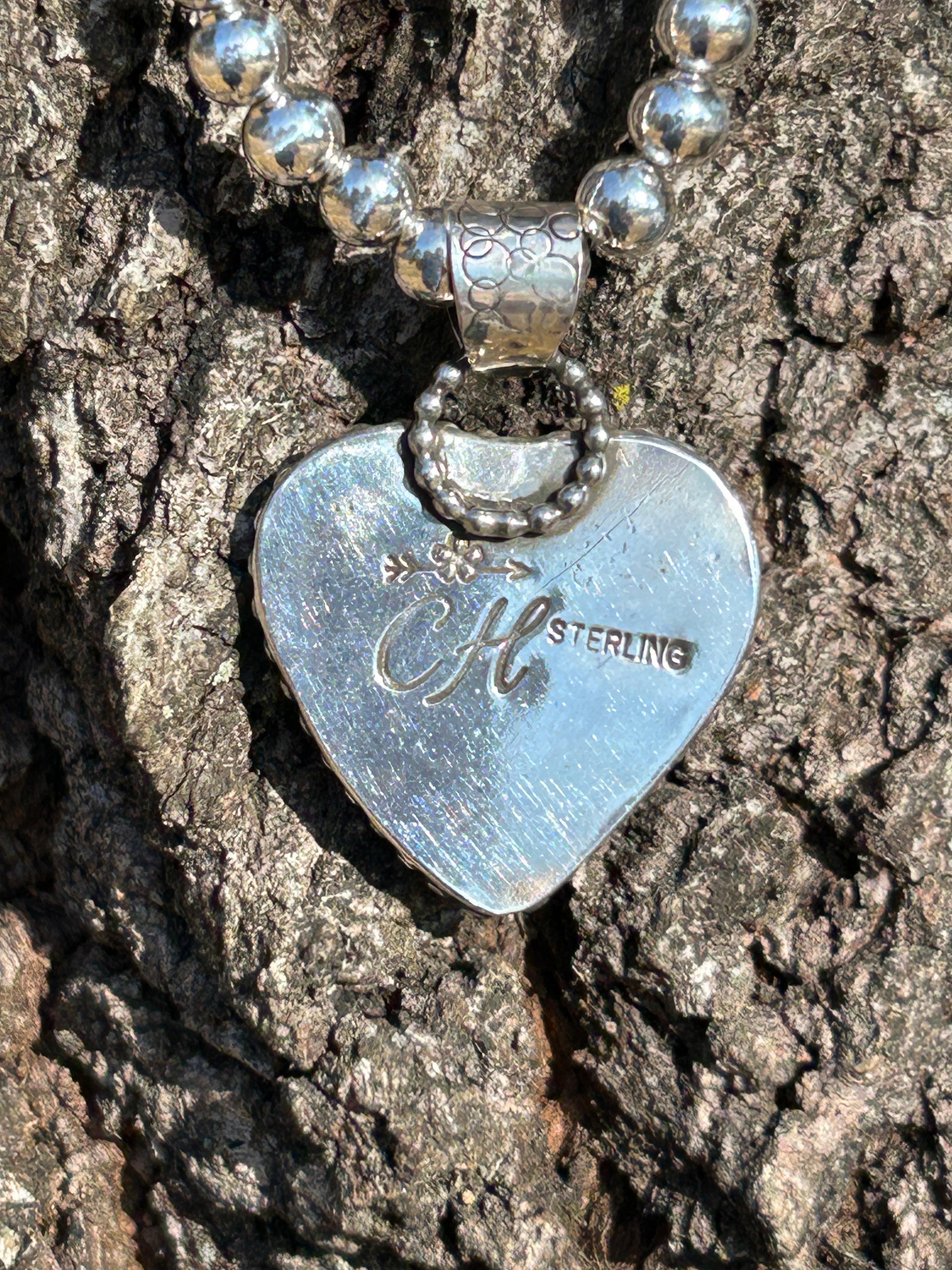 Pink Rhodolite and Sterling Silver Heart Pendant