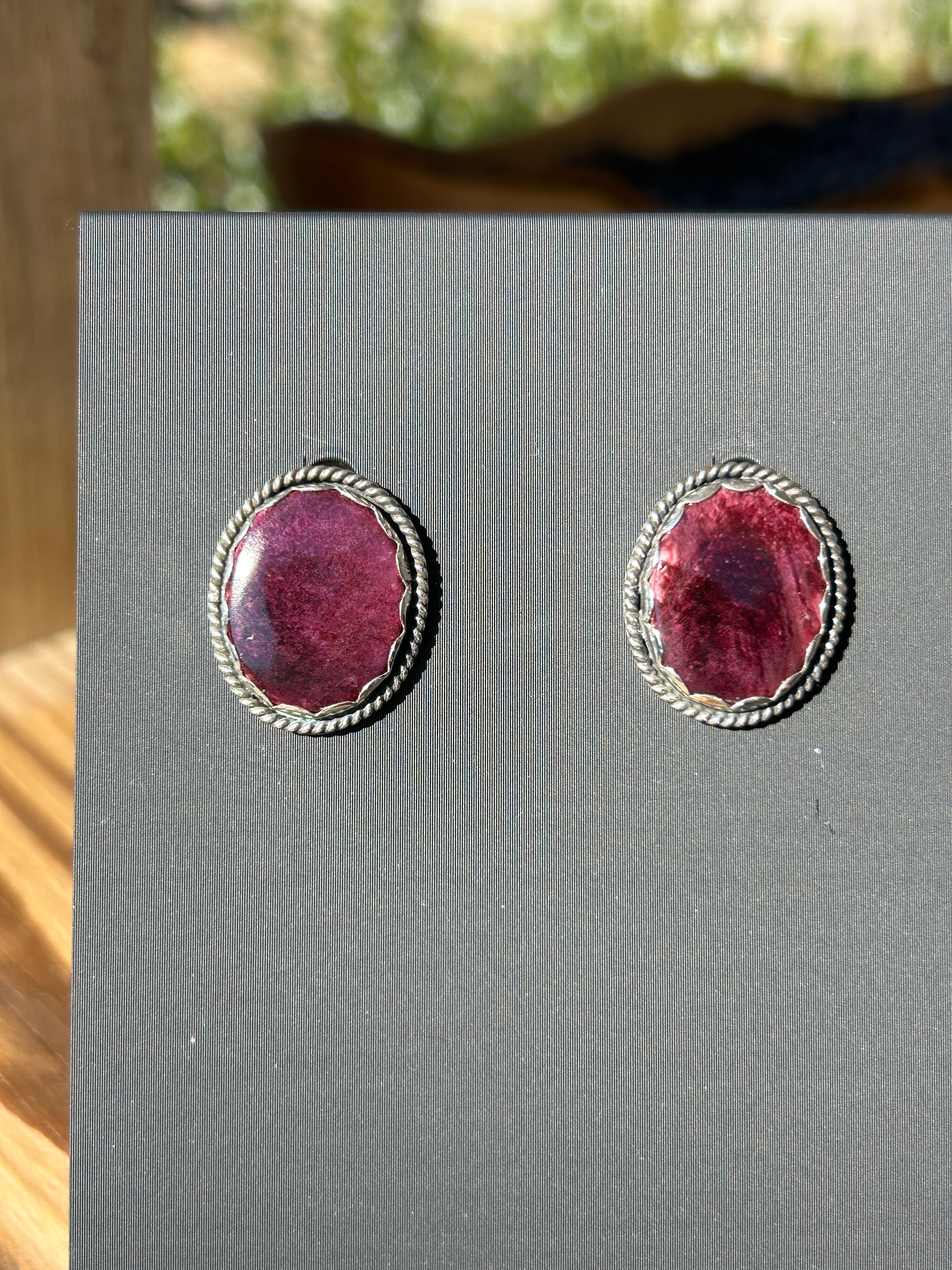 Purple Spiny Stud Earrings