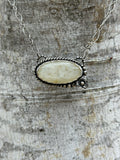 White dendritic opal sterling silver necklace