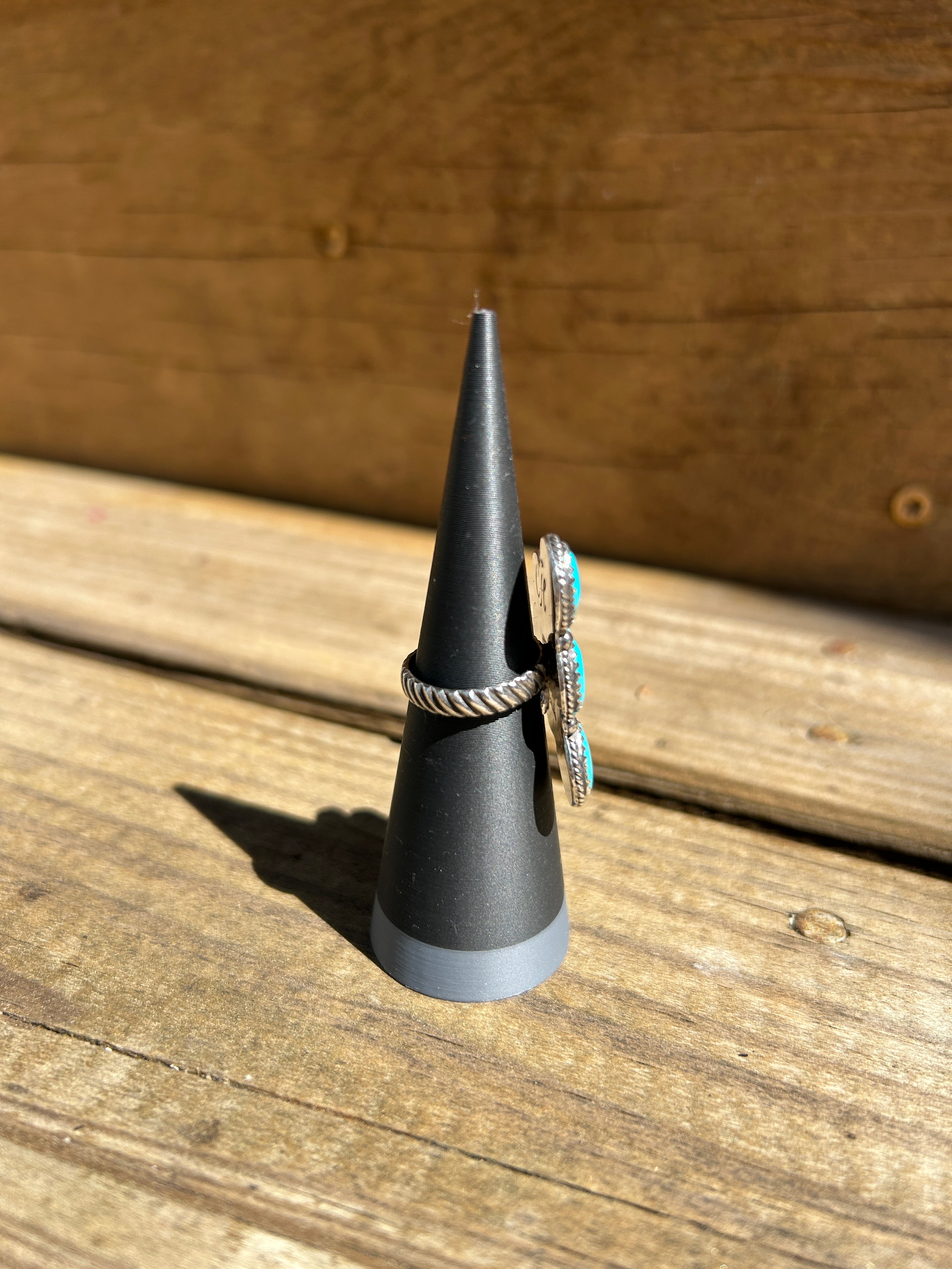 Sonoran turquoise and Sterling silver 1/2 cluster adjustable ring