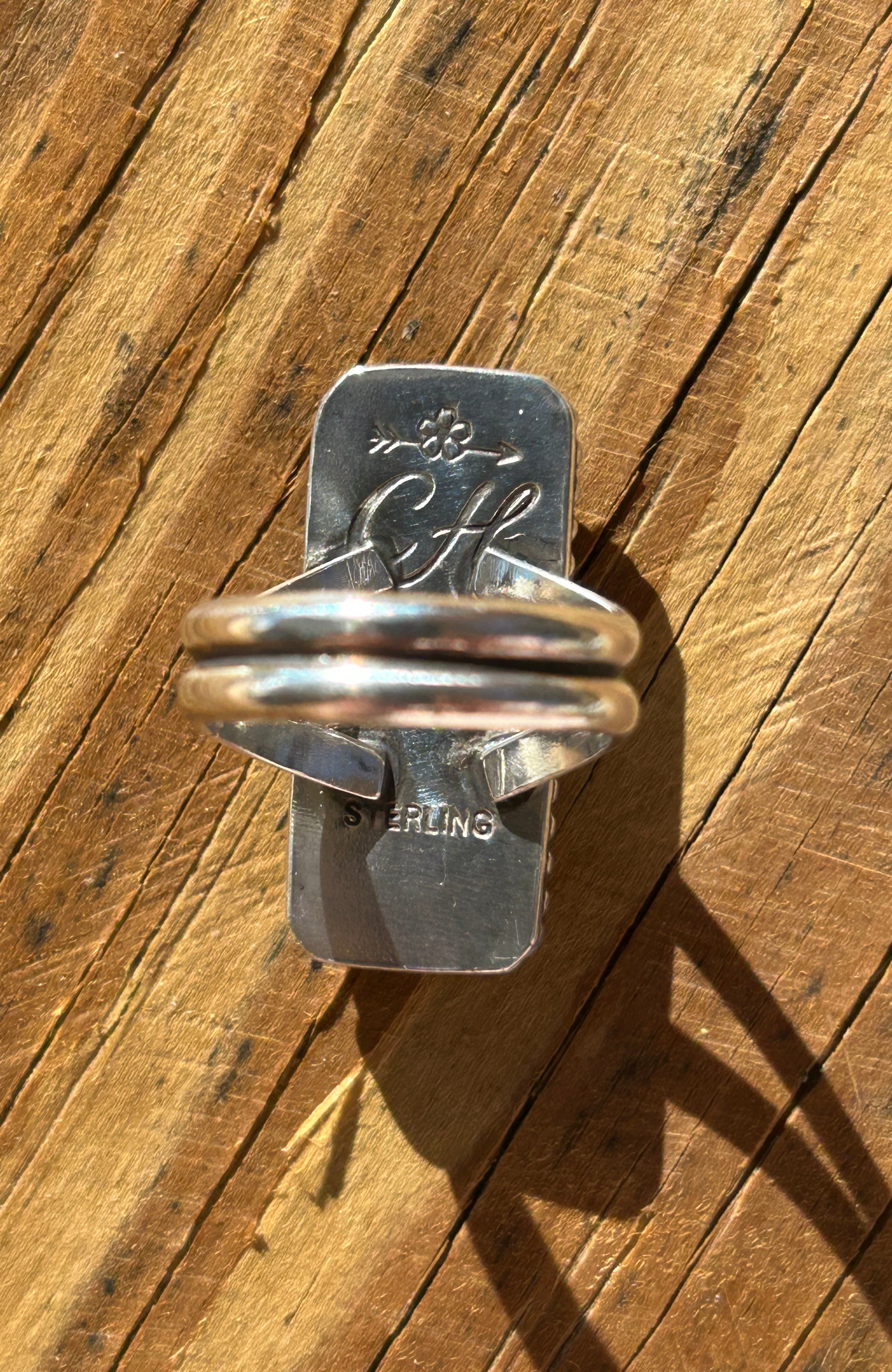 Orange spiny bar ring size 6.75