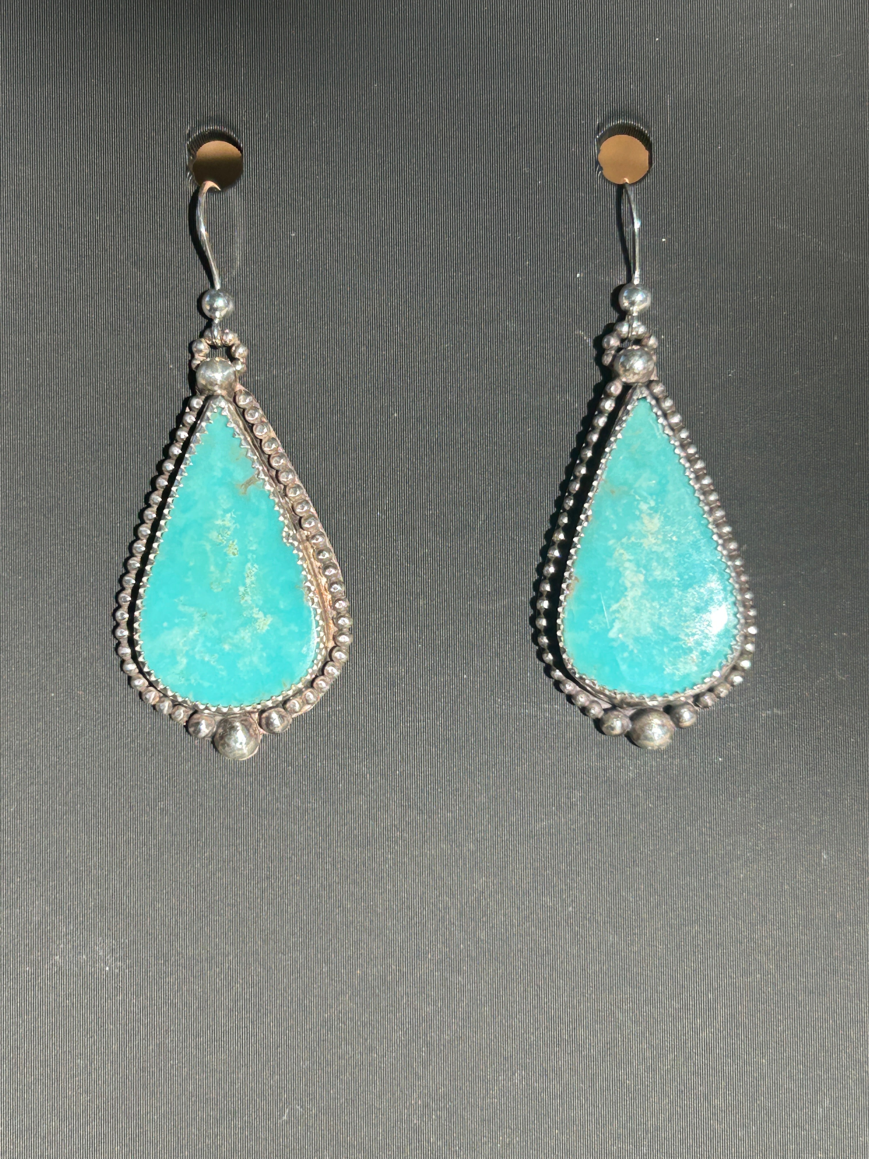 Turquoise and Sterling Silver Dangle drop earrings